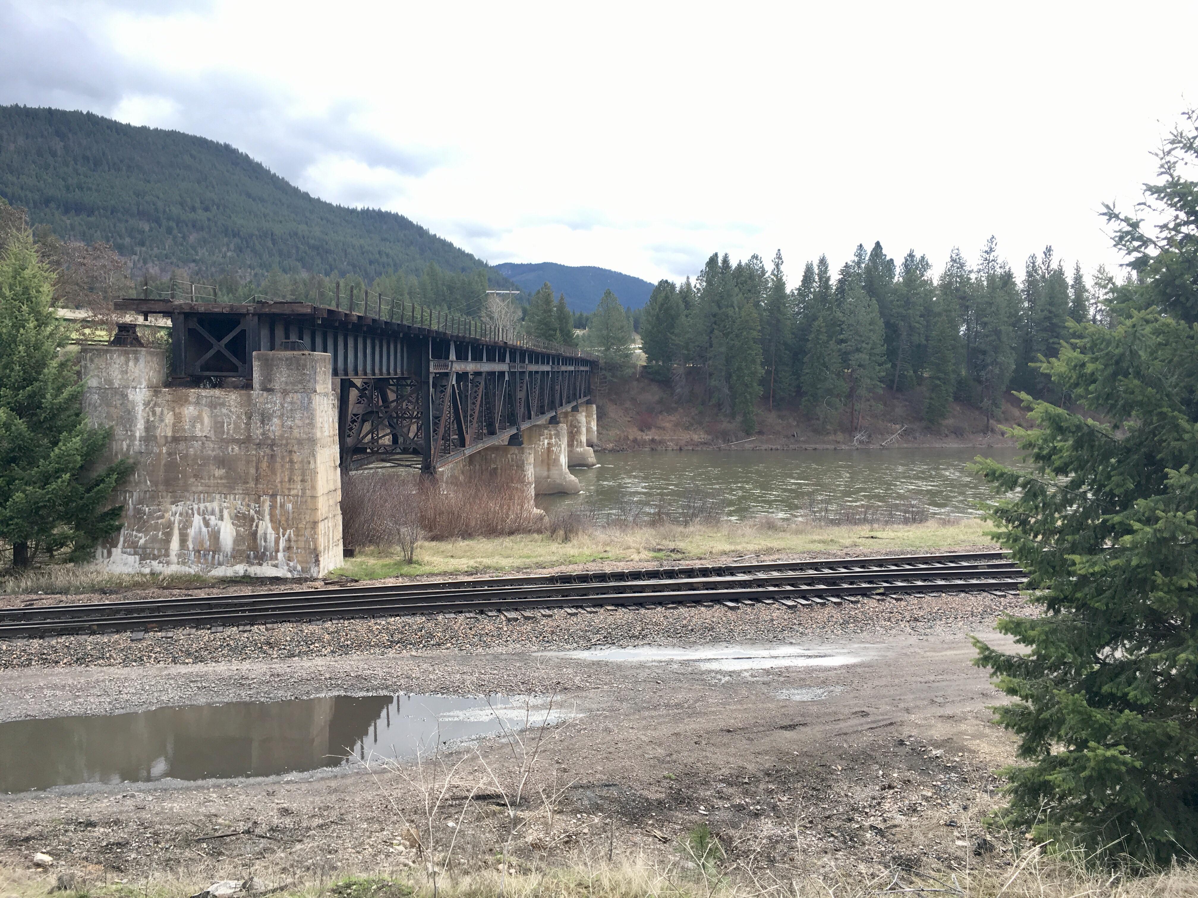 Abandoned 1908 railroad bridge over the Clark’s Fork River near St