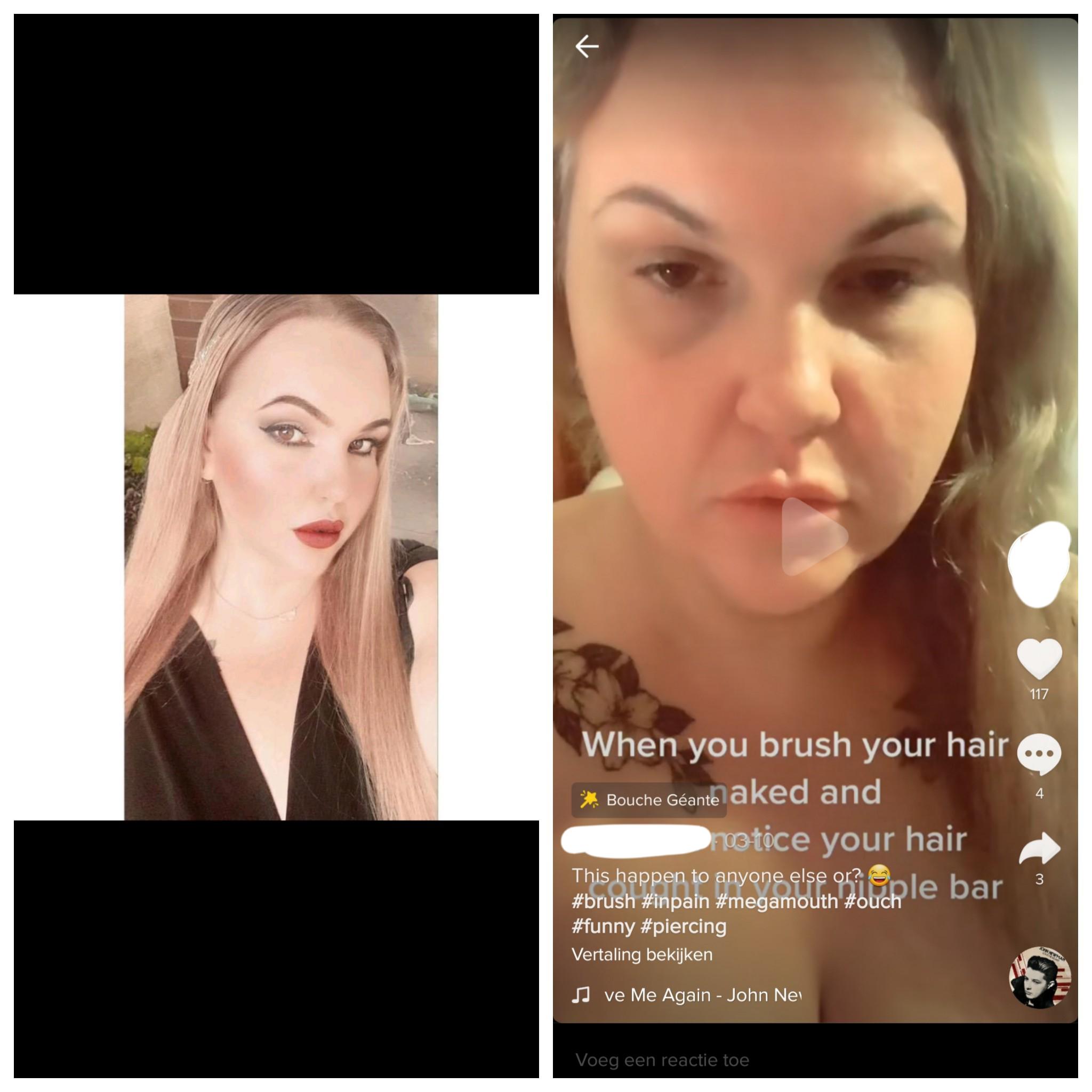 Found on tiktok (her profile pic vs a video), I know on