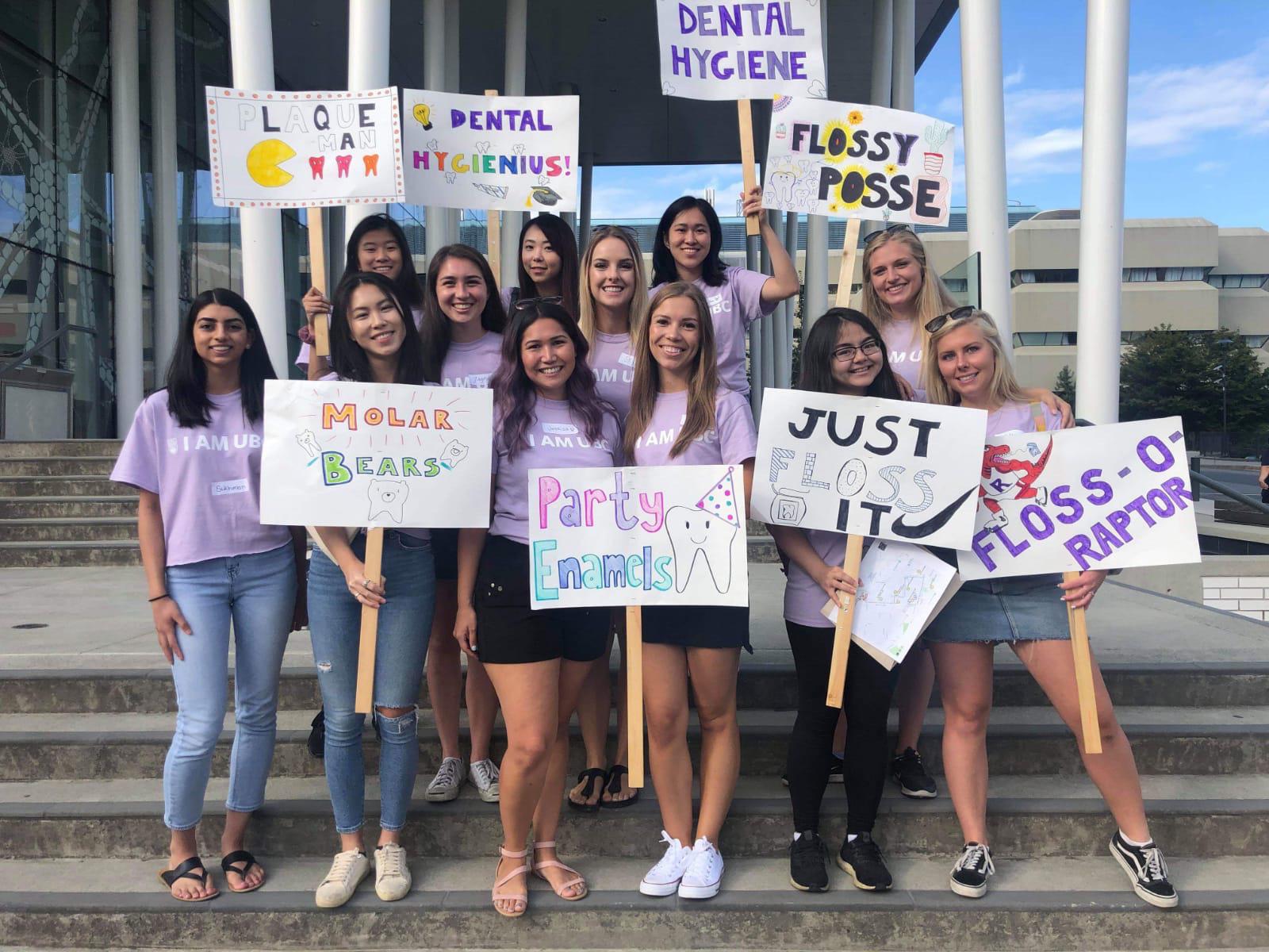 My sister’s dental hygiene orientation group names. “Flossy Posse