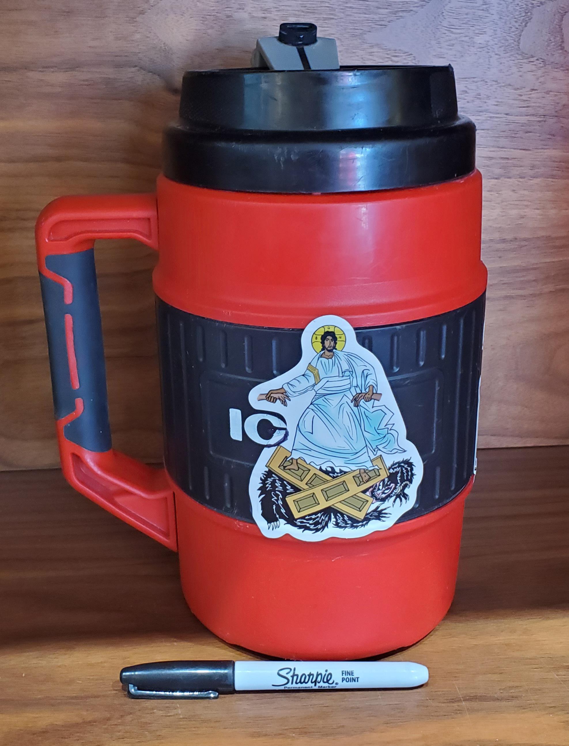 My big water bottle I drink at least one of these full of tap water