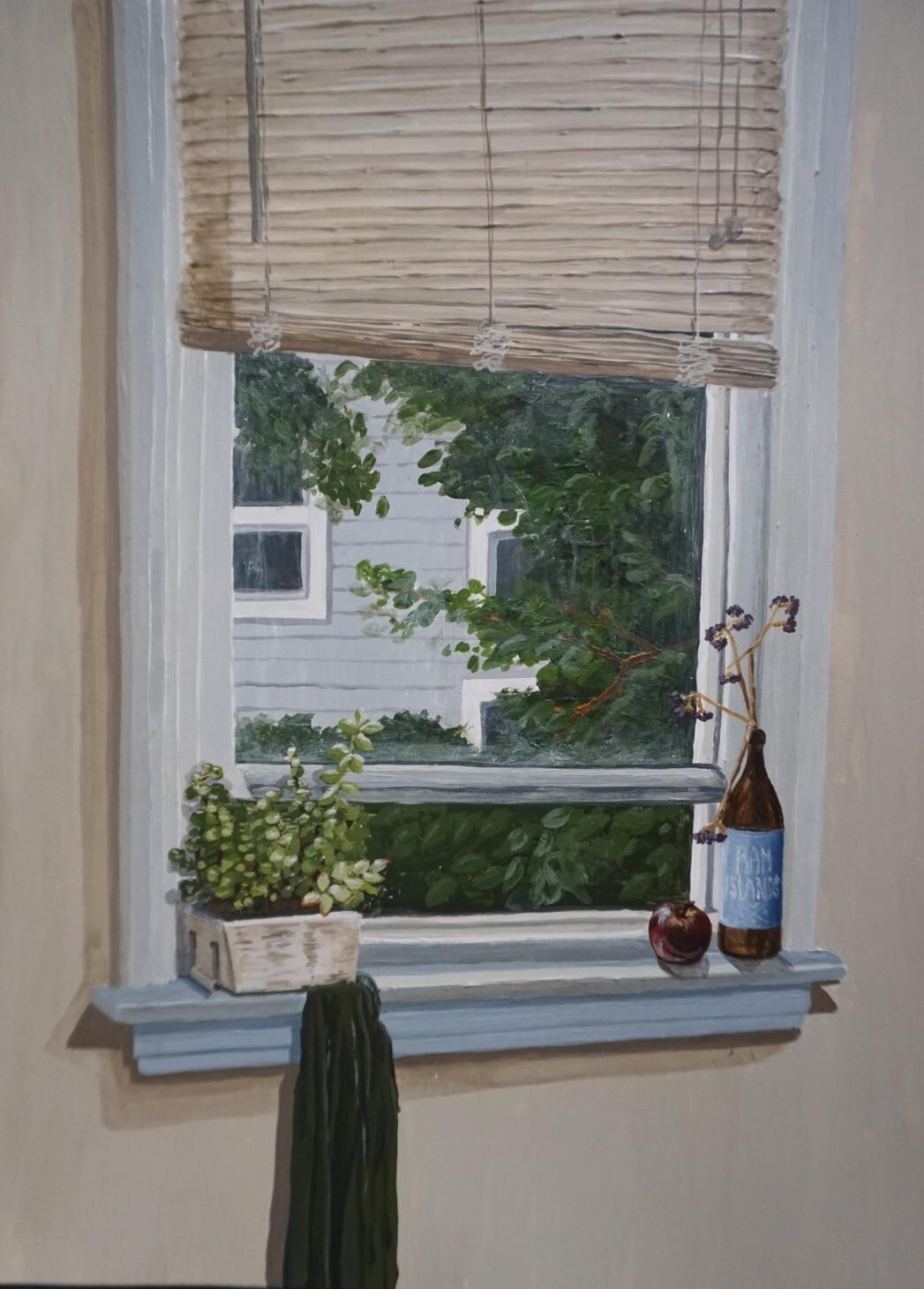 The outdoors from the indoors, acrylic on bristol paper, 9x12” r/Art