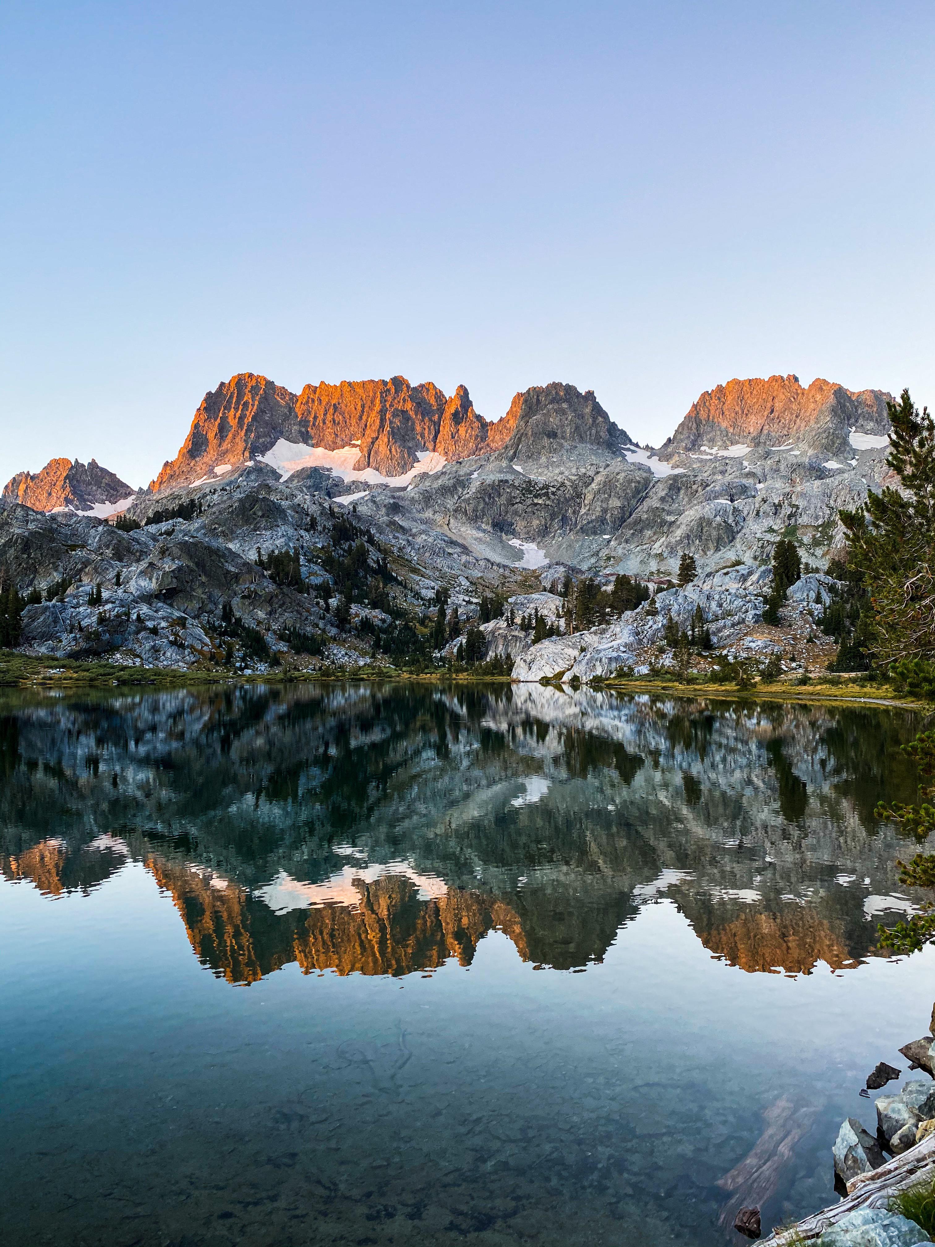 Morning views in the Eastern Sierras. Ediza lake, Ansel Adams