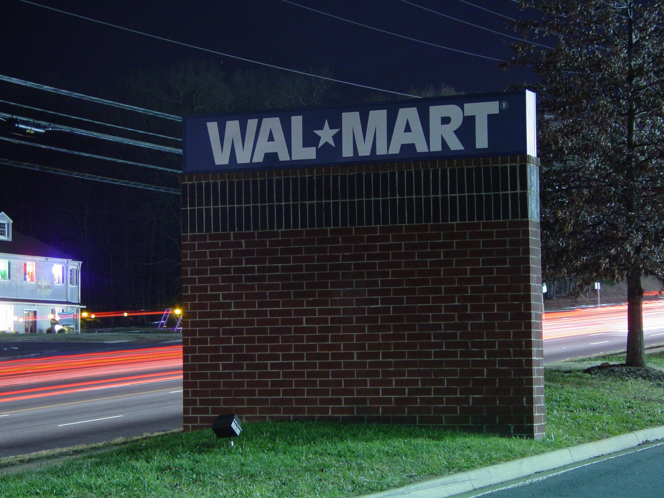 Monumentstyle WalMart sign in Charlottesville, Virginia. Due to