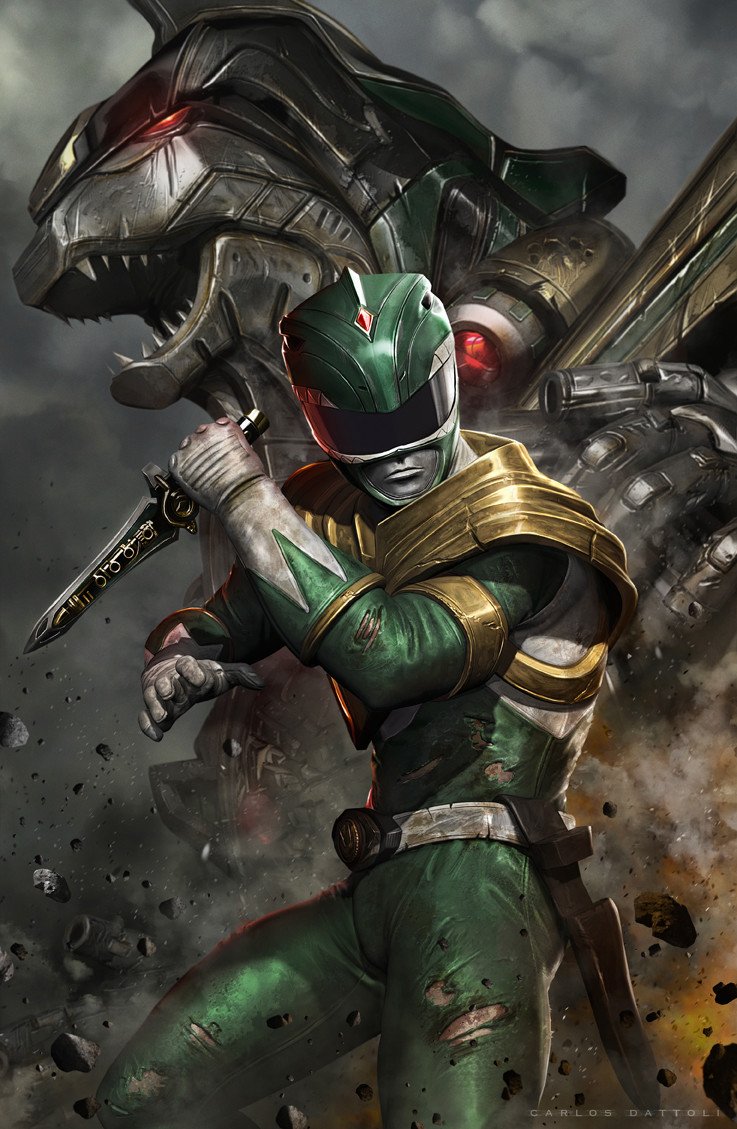 Green Ranger & Dragonzord by Carlos Dattoli r/powerrangers