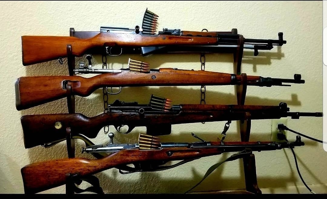 Found an old wooden gun rack for 10 on FB marketplace. r/Firearms