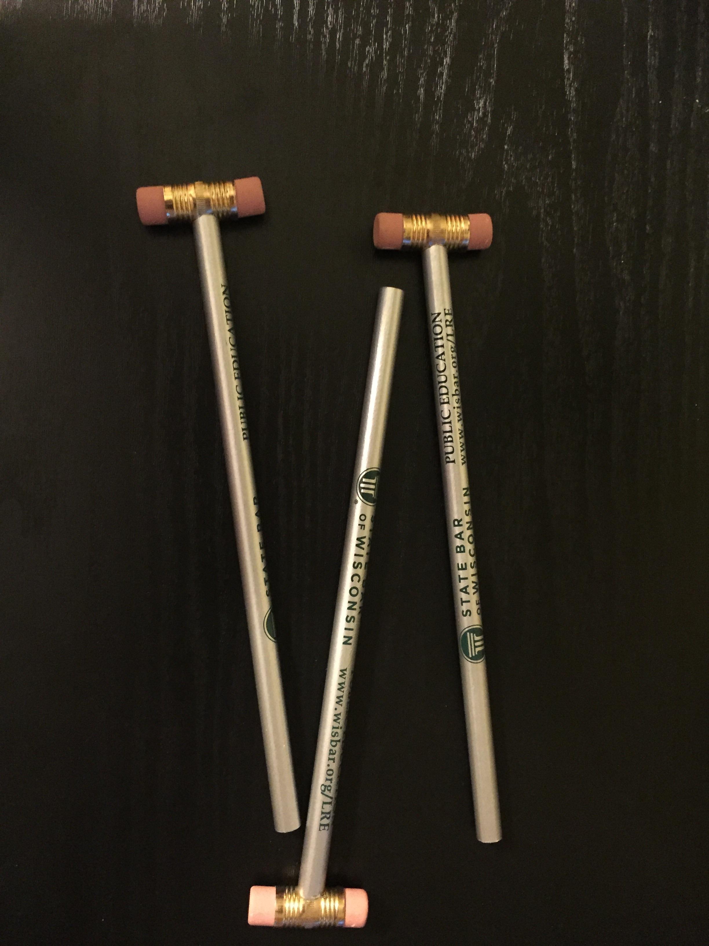 These gavel pencils given away at a mock trial competition r