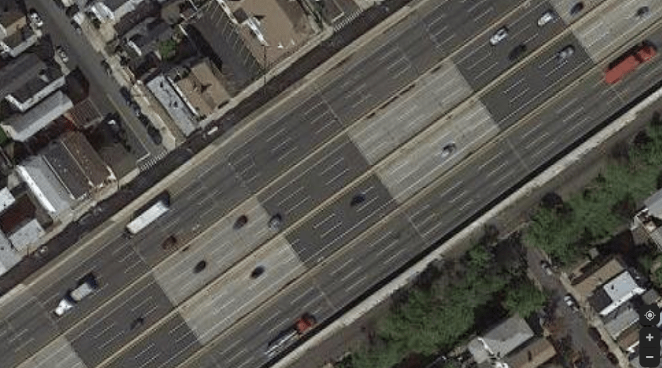 The worst stretch of highway in New Jersey is the Turnpike between exits 12 and 13a. It's ugly