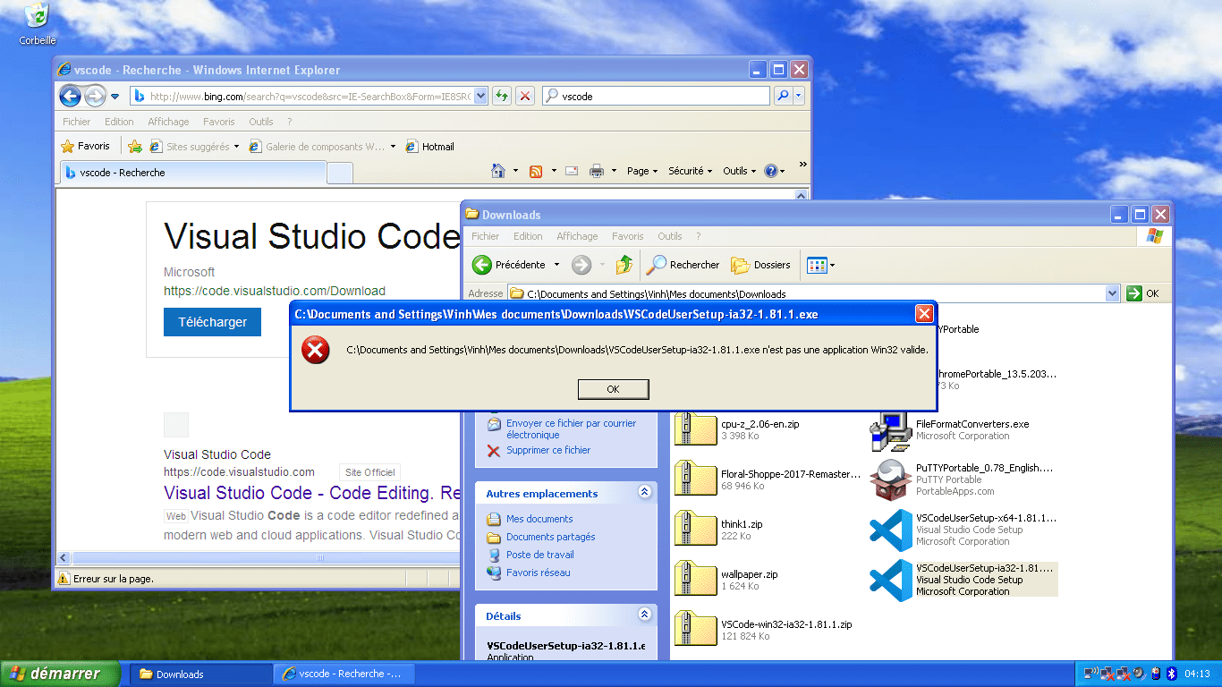 problem installing vscode. windows says that it's not a valid win32 application? i downloaded