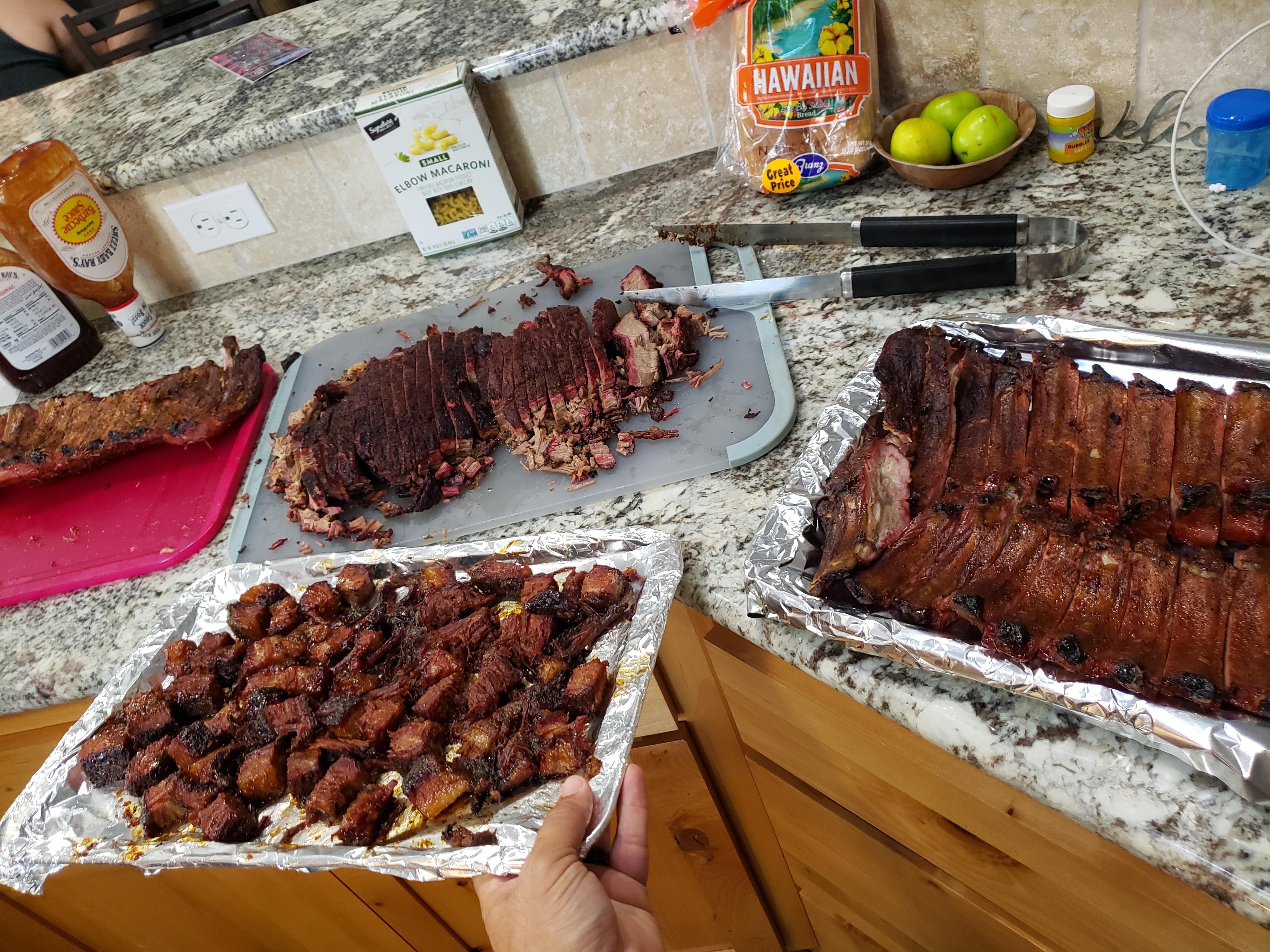 3 racks of ribs, brisket flats, and 2 point cut into burnt ends! r