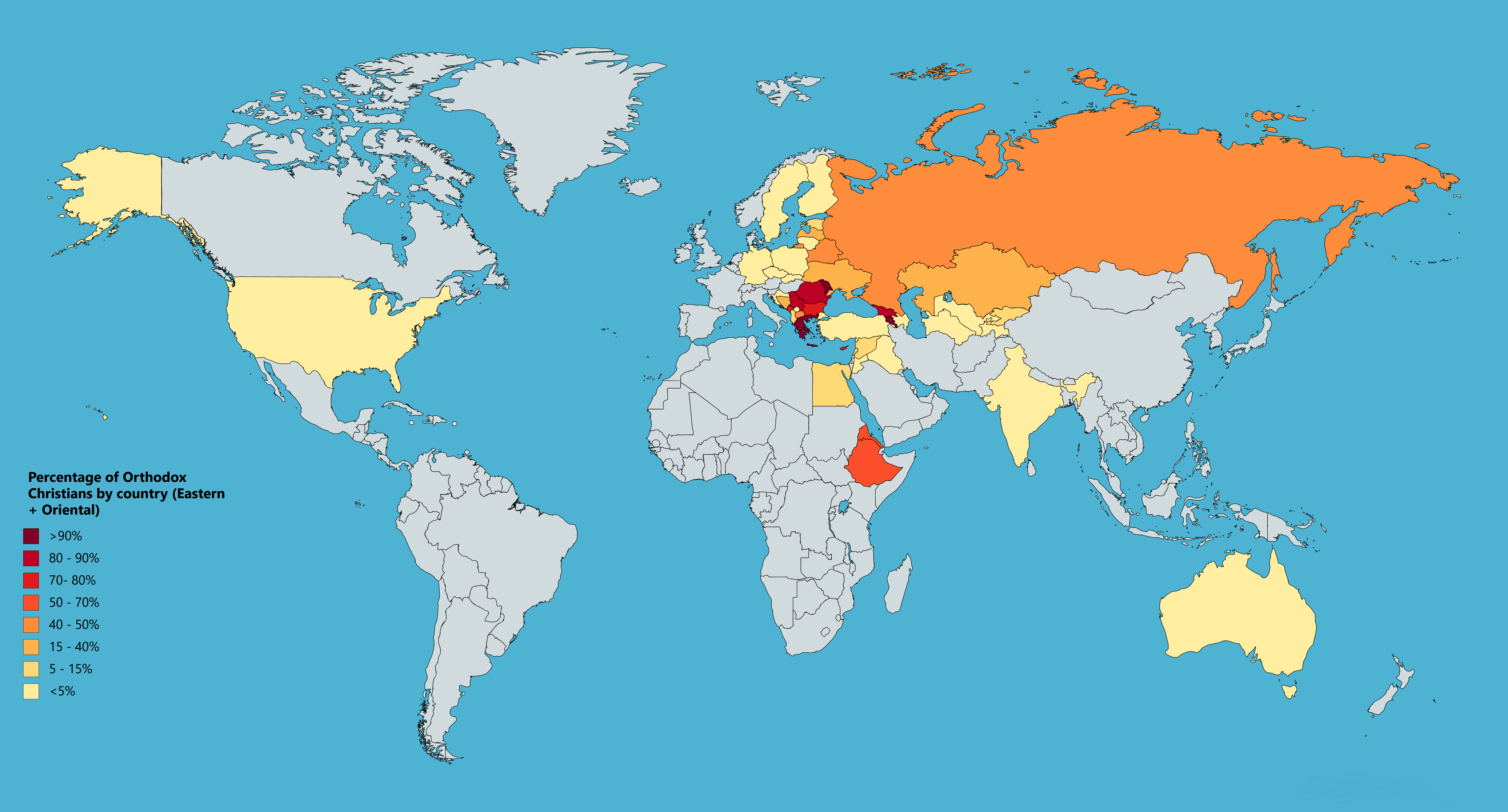 [OC] Map of Orthodox Christianity as percentage of the population r