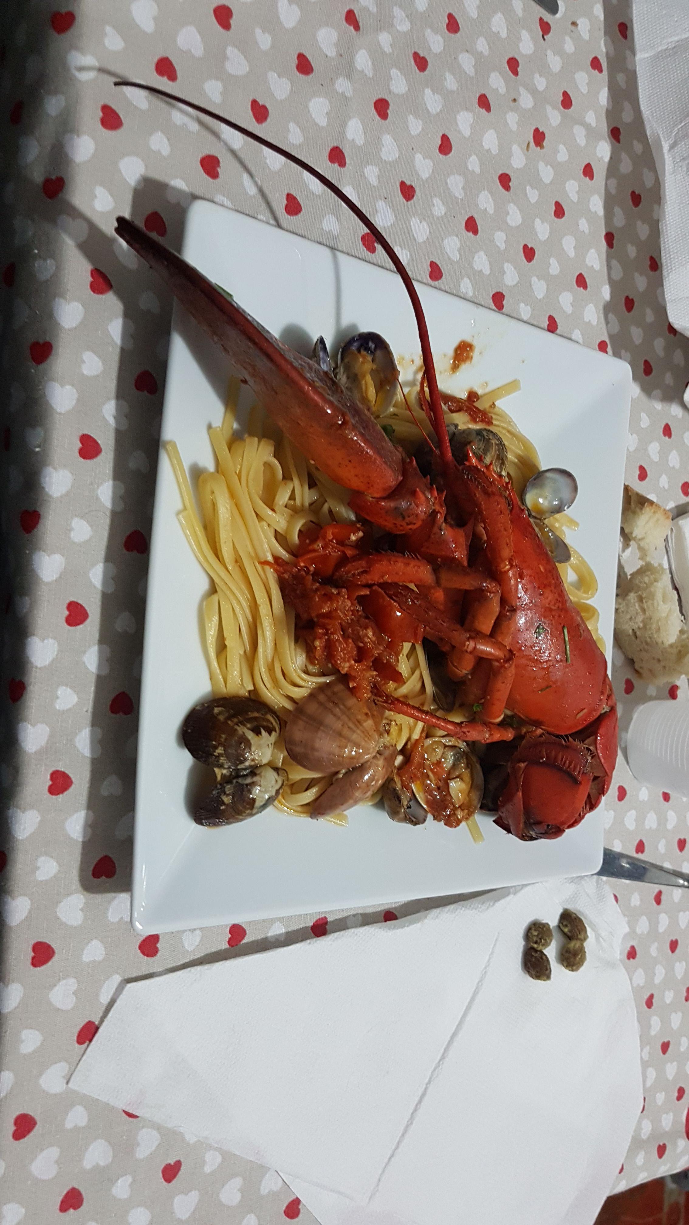 Meanwhile in Italy Pasta with lobster, mussels and clams r