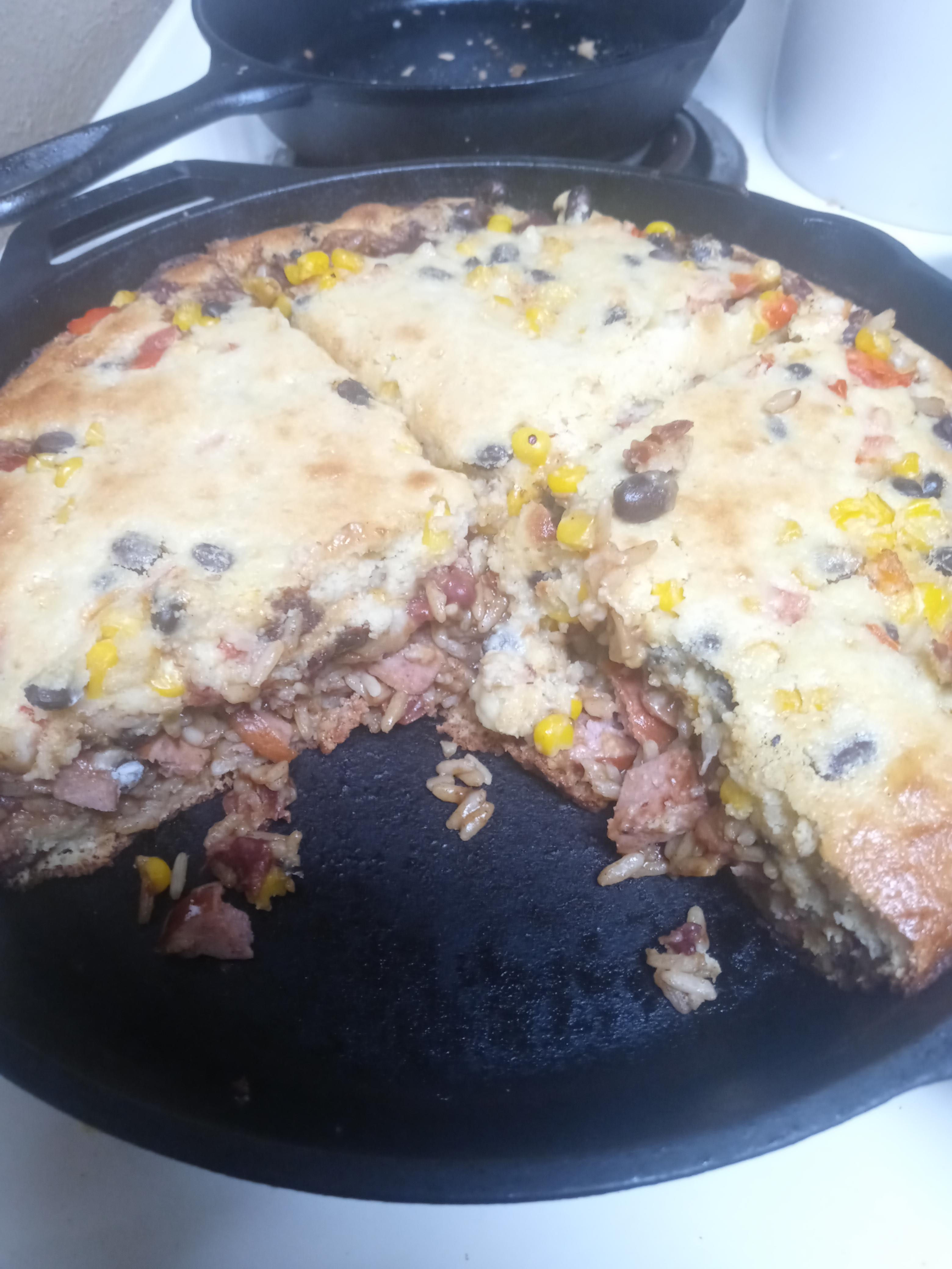 Red Beans and Rice cornbread casserole!!!! castiron