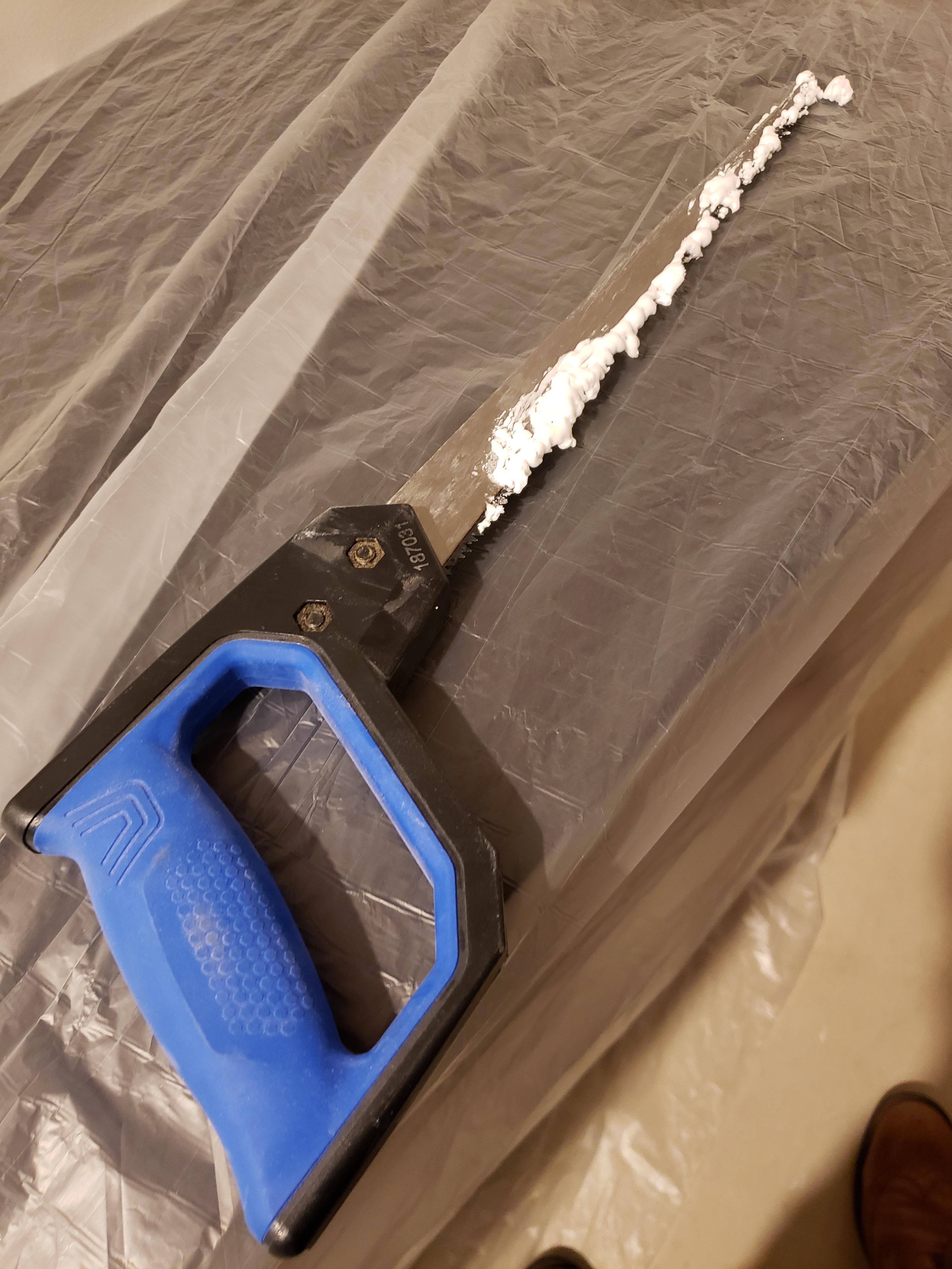 I thought the foam was dry, but it was not. Now I have Loctite Filler