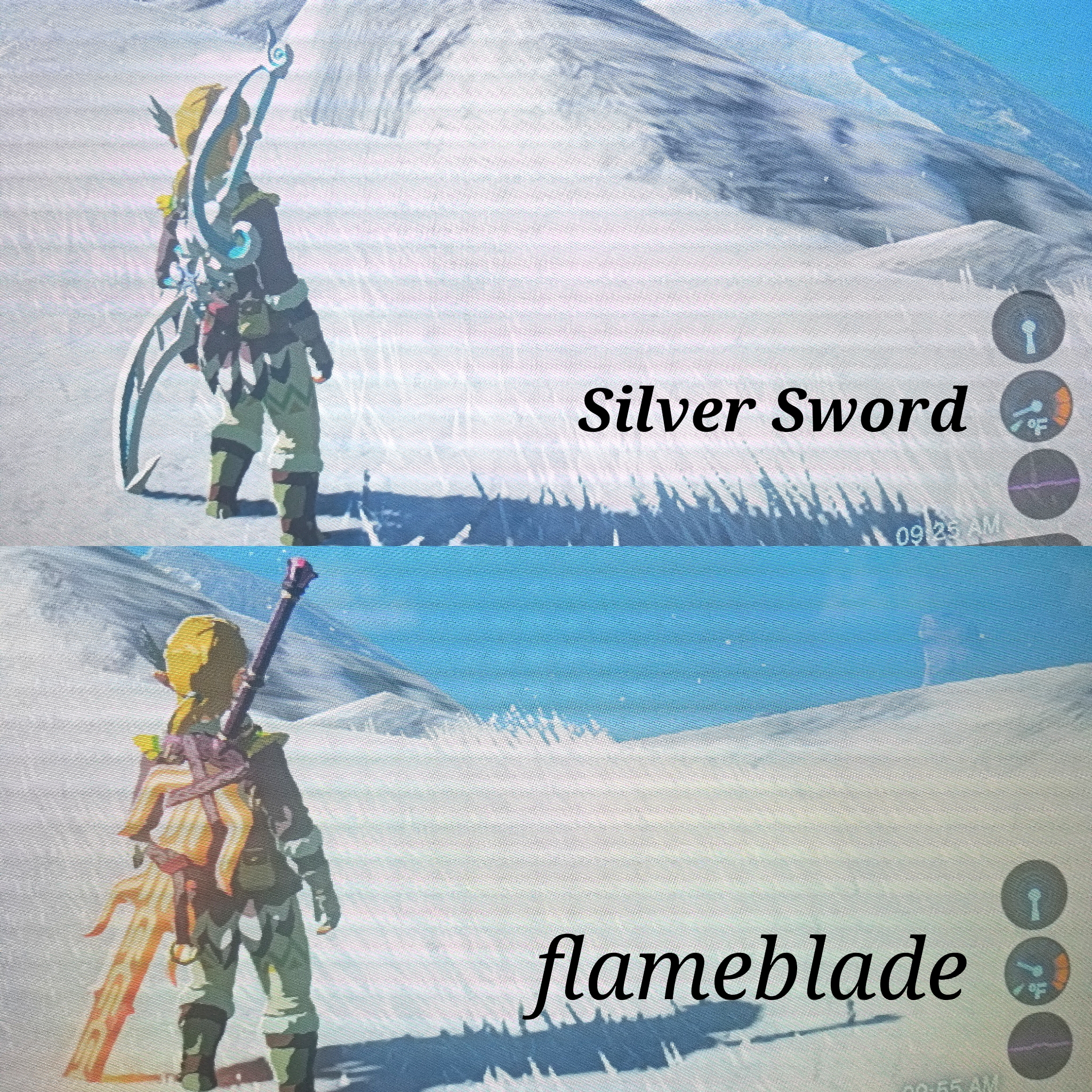 In Breath of the Wild, equipping a weapon such as a Flame Blade or Fire