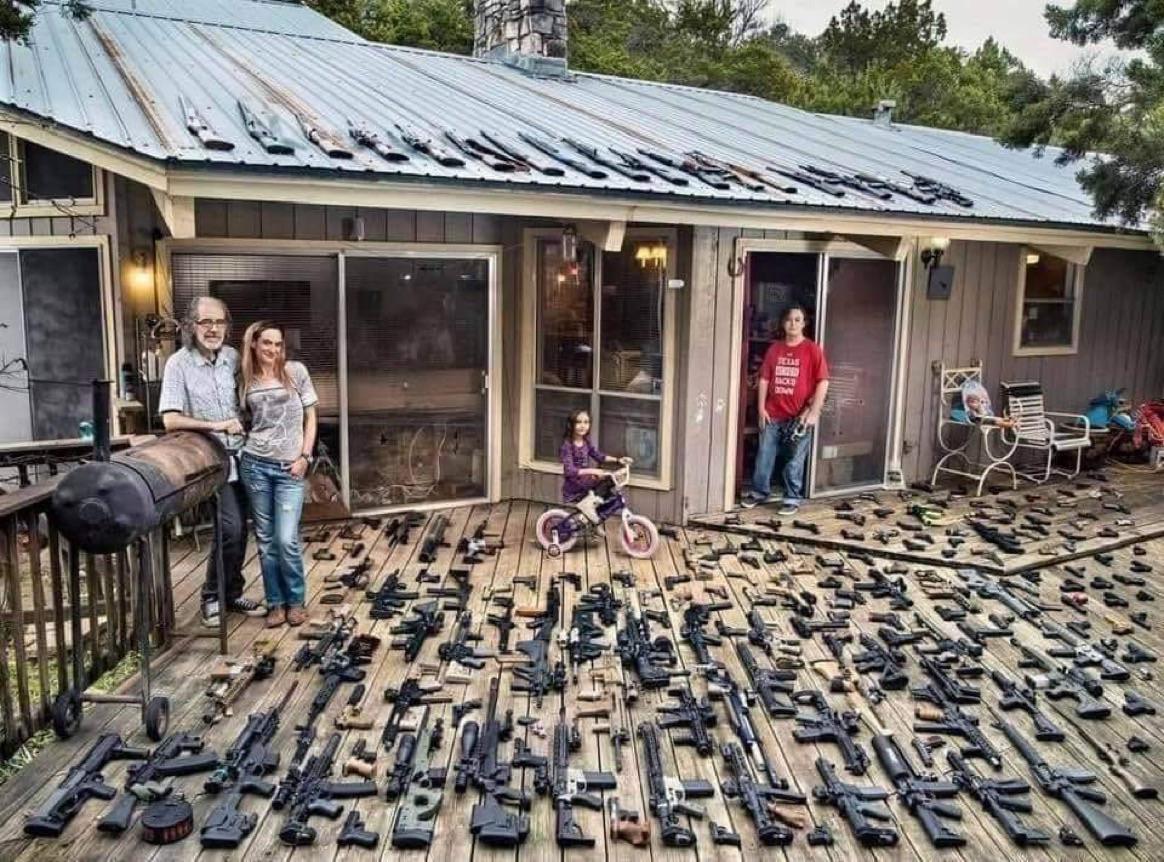 Guns cost more than the house. r/pics
