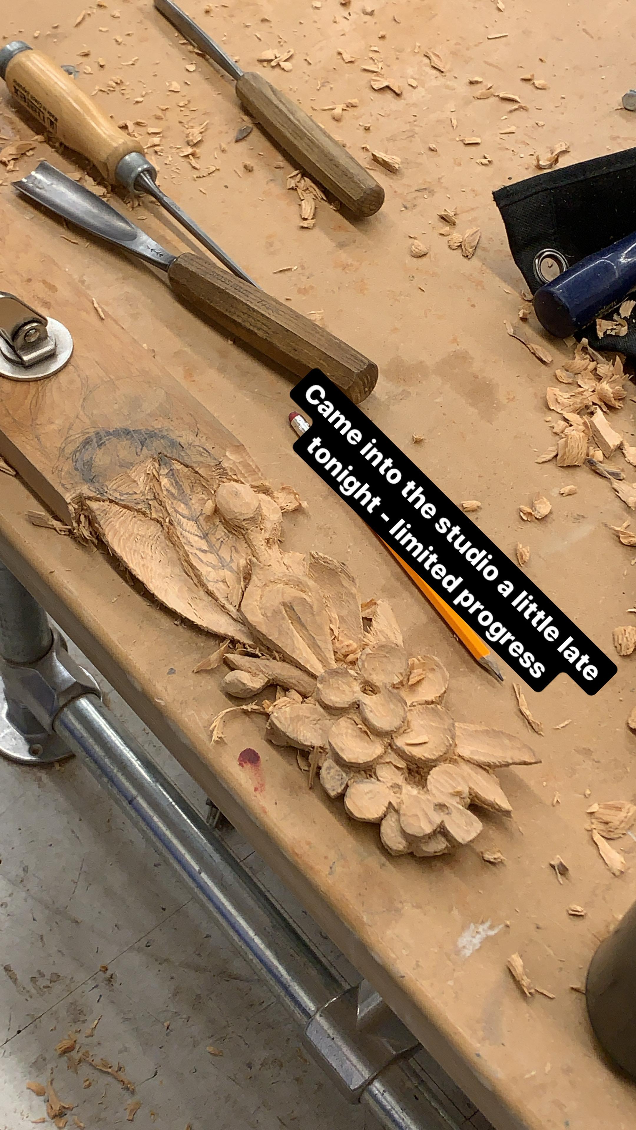 Here’s a small carving in cypress I’ve been working on quite a painful wood to carve. r