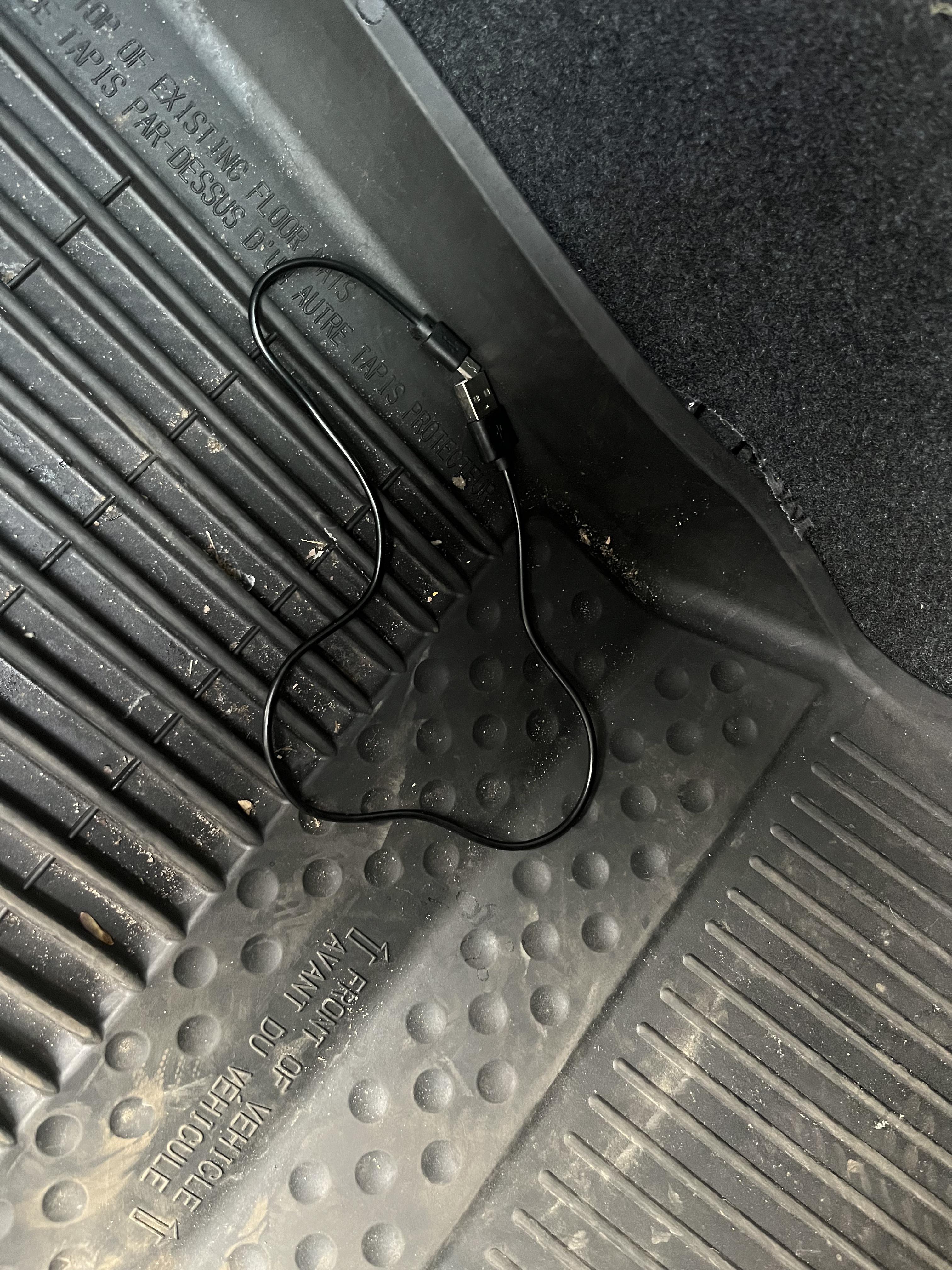 My charging cable fell into a phallic shape on the floor of my truck