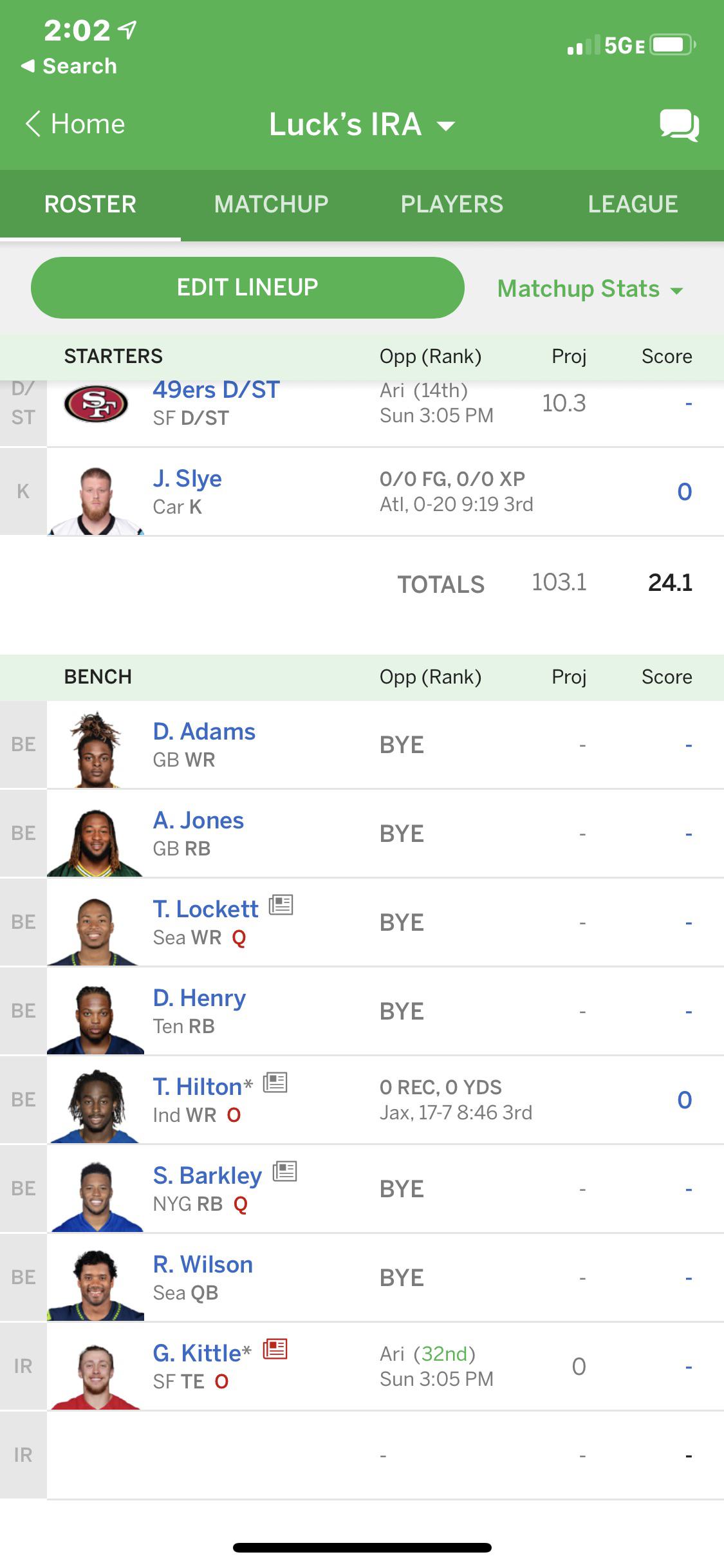 All time great bench this week.. r/Fantasy_Football