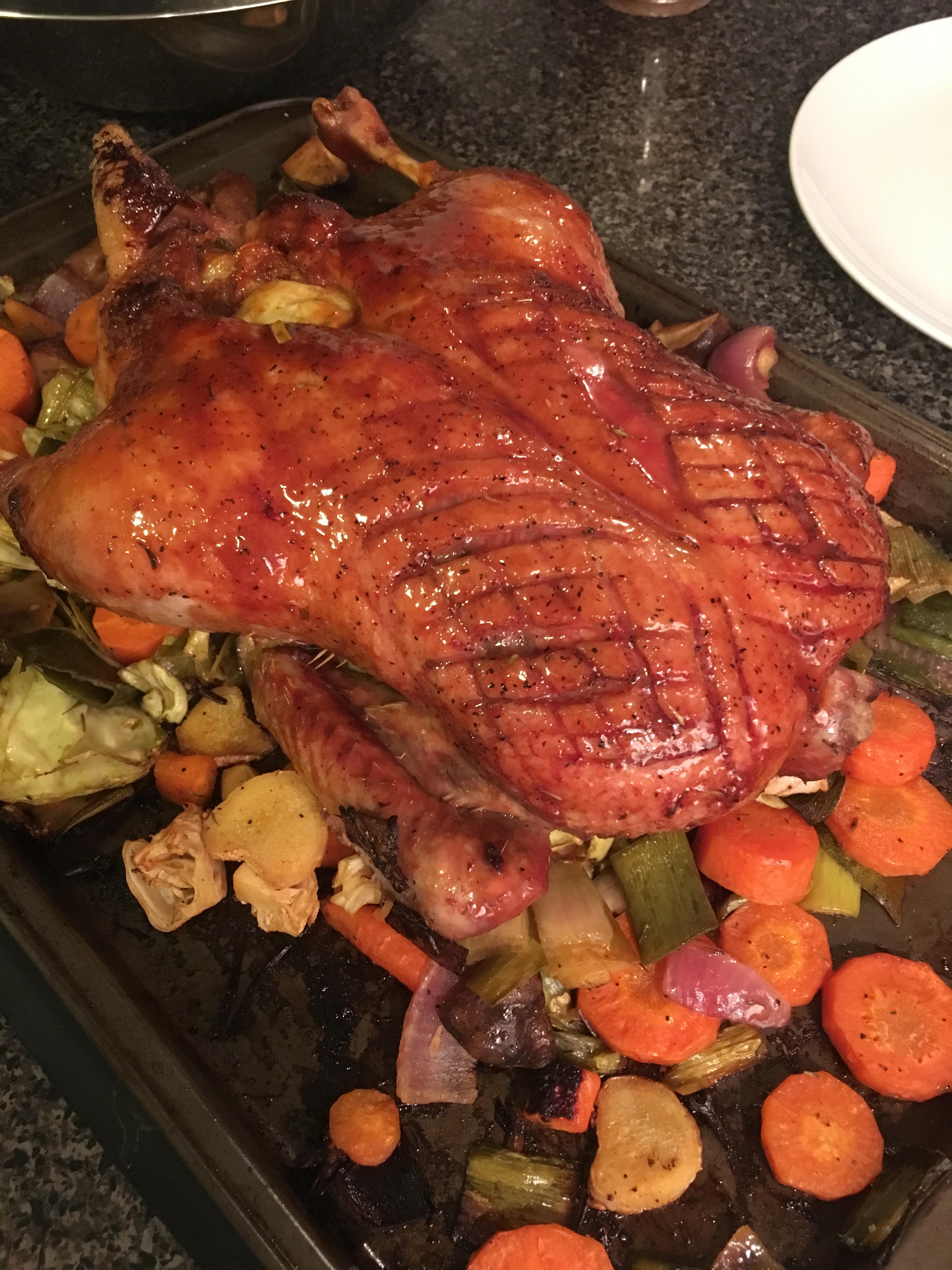 Orange ginger glazed whole roasted duck (3024 x 4032)[OC] r/FoodPorn