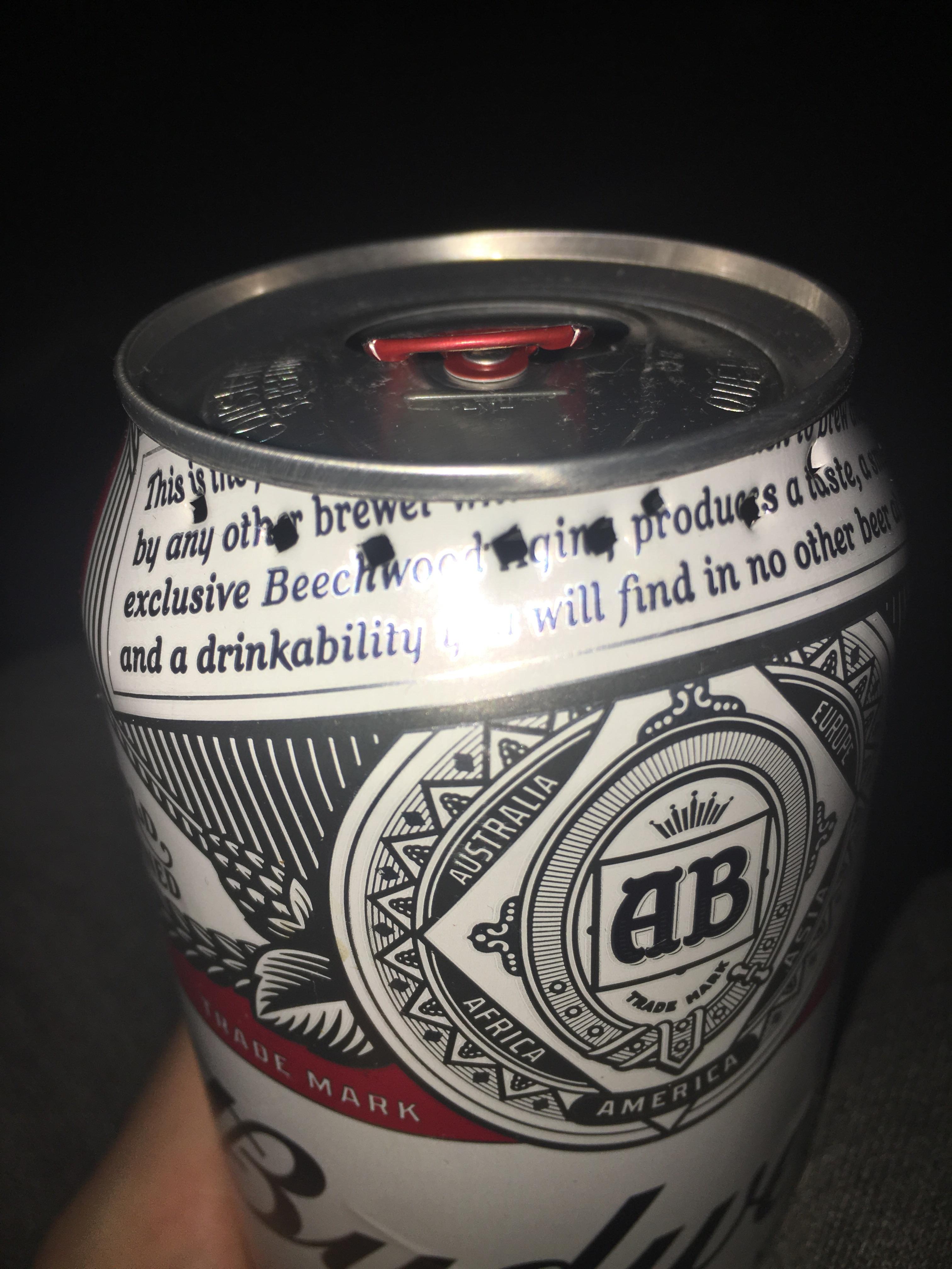 Airflow holes in my buddy’s beer, for quicker drunkenness r