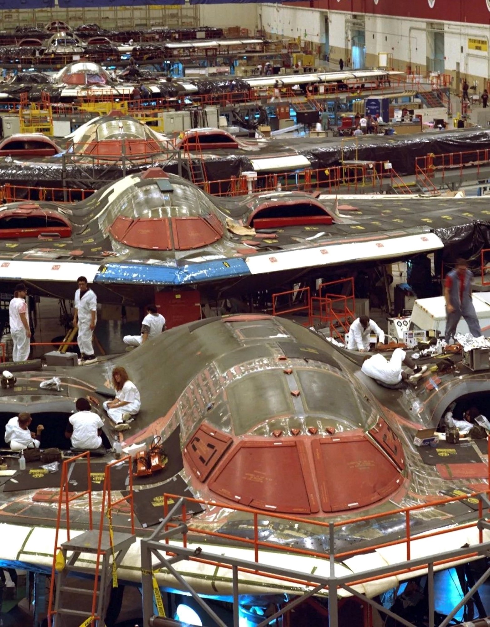 Six B2 Spirits at various stages of completion at United States Air