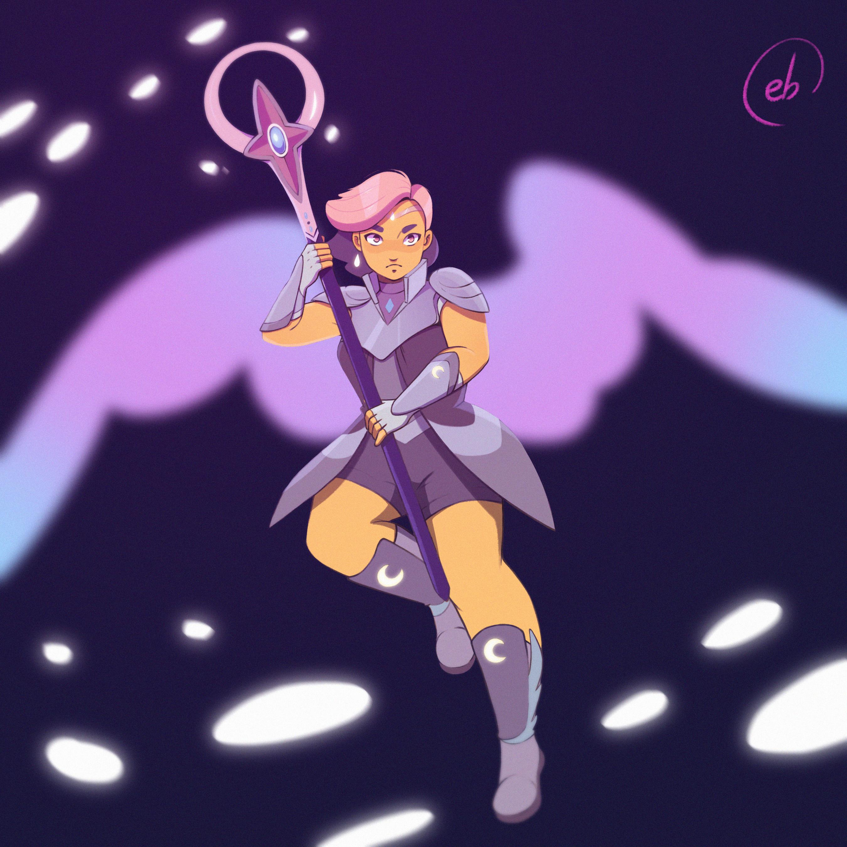 Watercolor of Queen Angella and Baby Glimmer using Art Rage. GlimmerSheRa