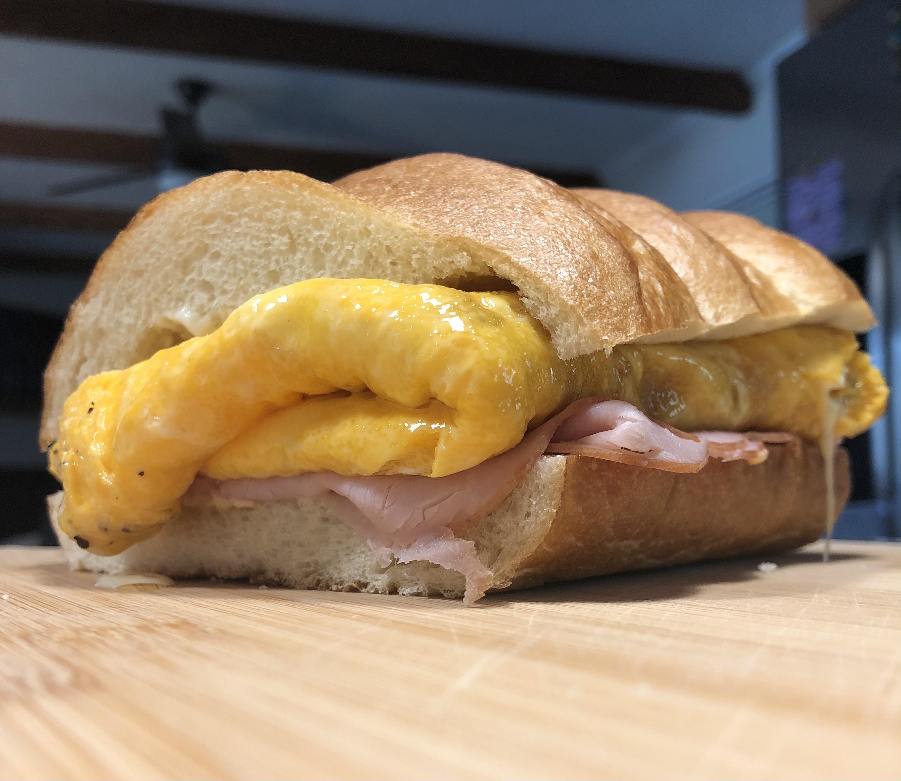 Ham, muenster cheese omelette, chipotle mayo r/eatsandwiches