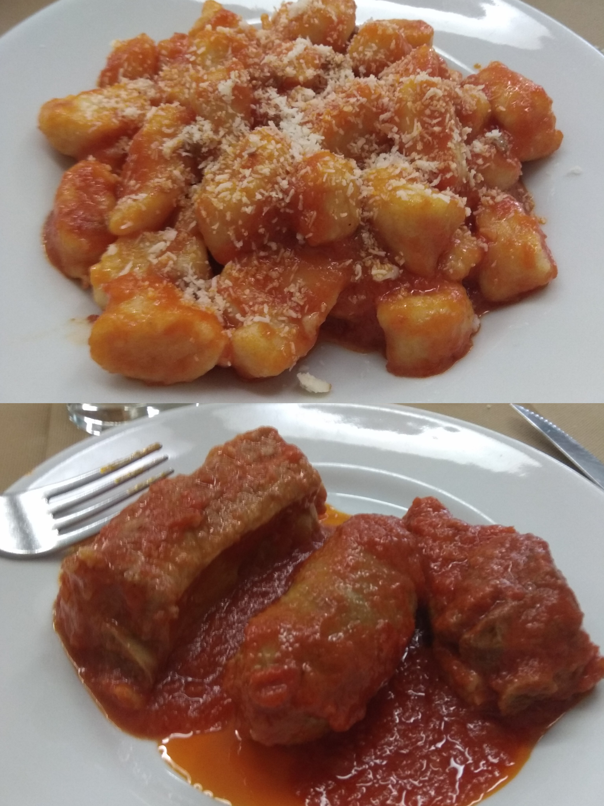 [I ate] Gnocchi with Pecorino cheese and meat sauce & pork meat with