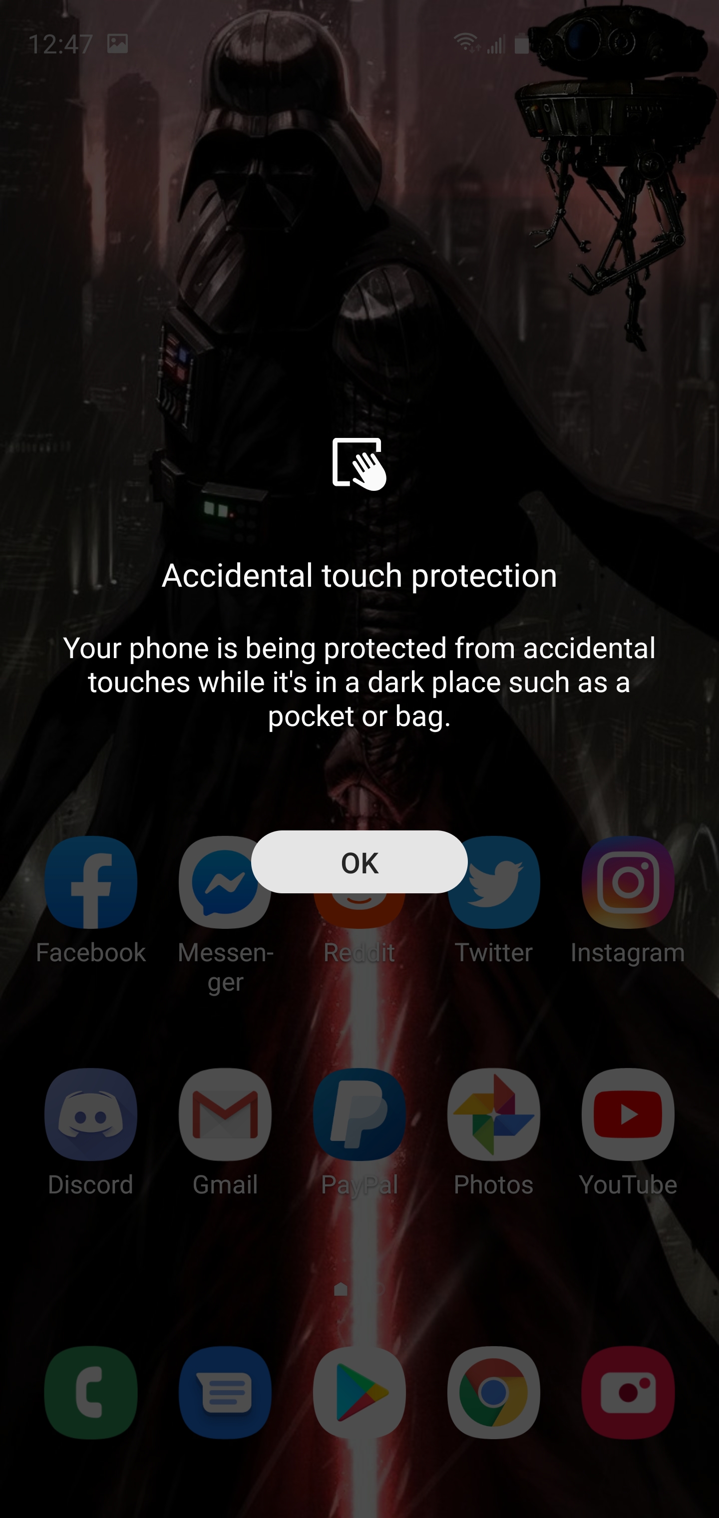 Accidental touch protection popping up randomly galaxys10