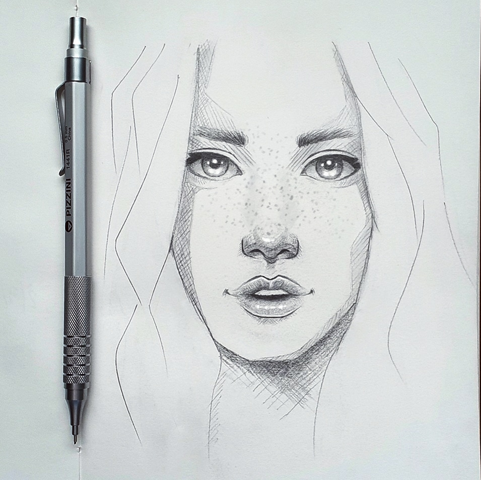 Portrait sketch practice drawing
