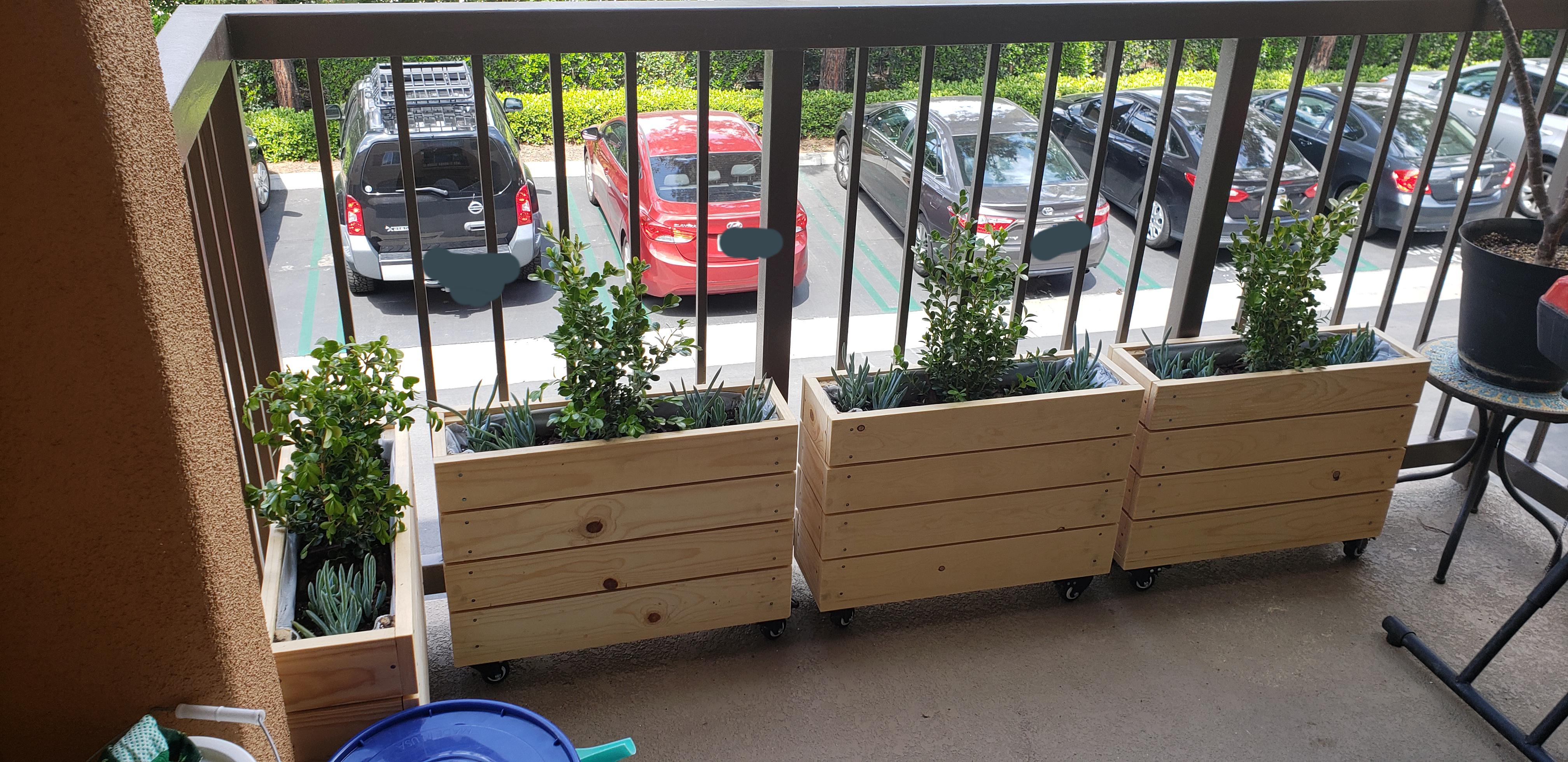 Built a few planters for my small patio to make a more comfortable