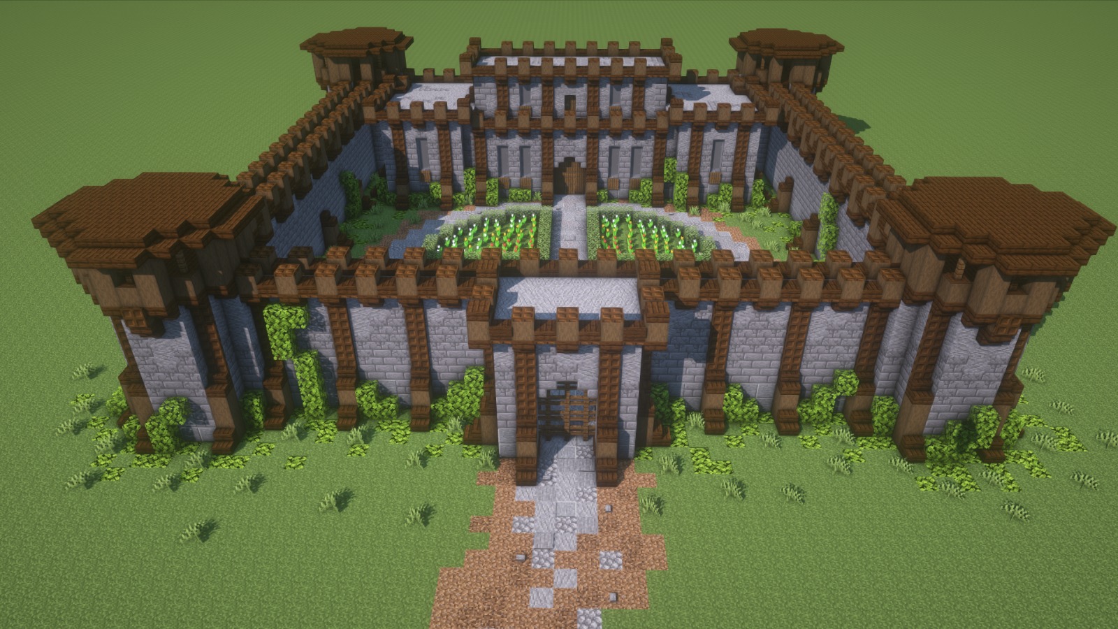 A dark oak medieval castle r/Minecraftbuilds