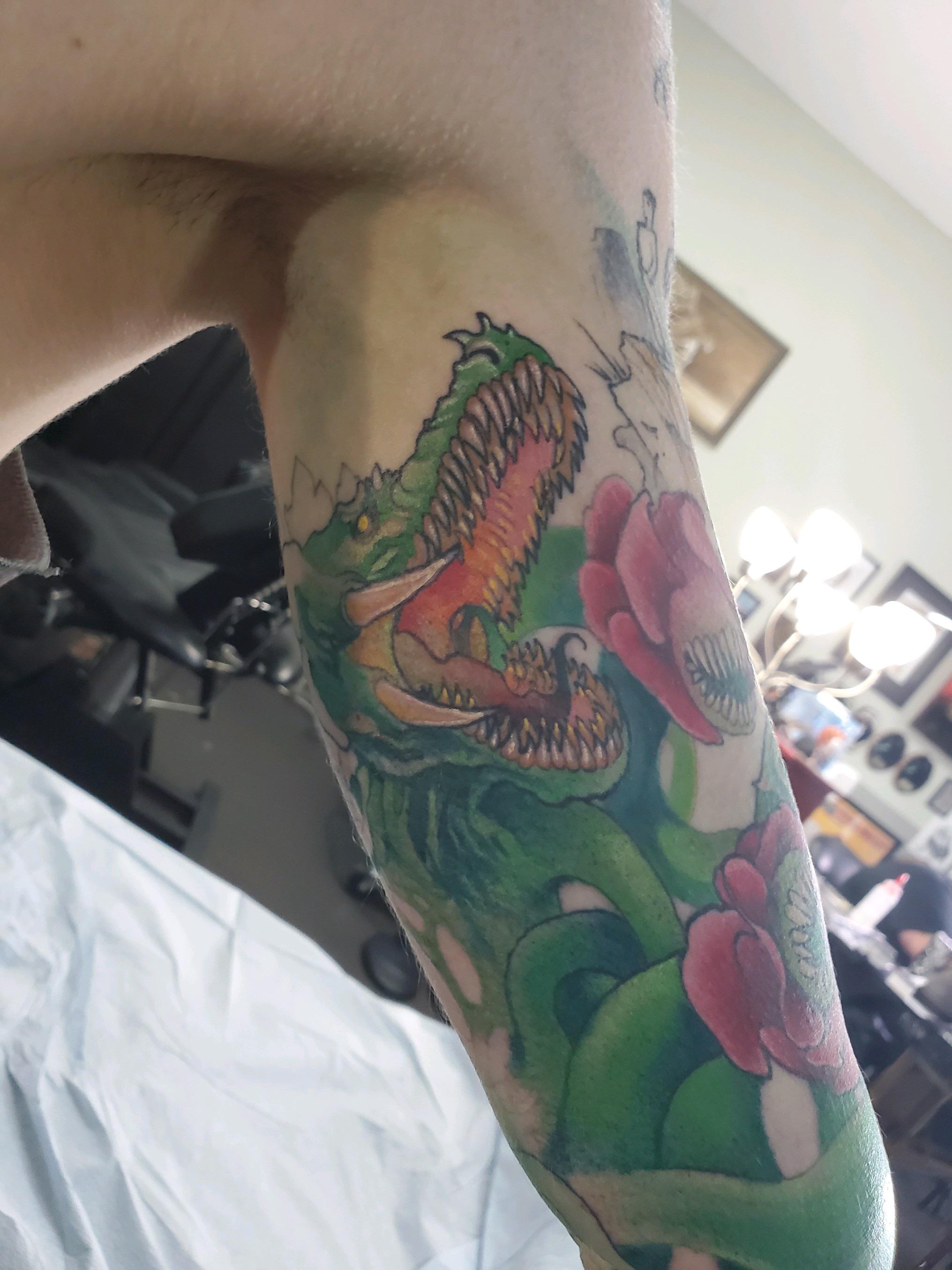 Godzilla sleeve tattoo progress! GODZILLA