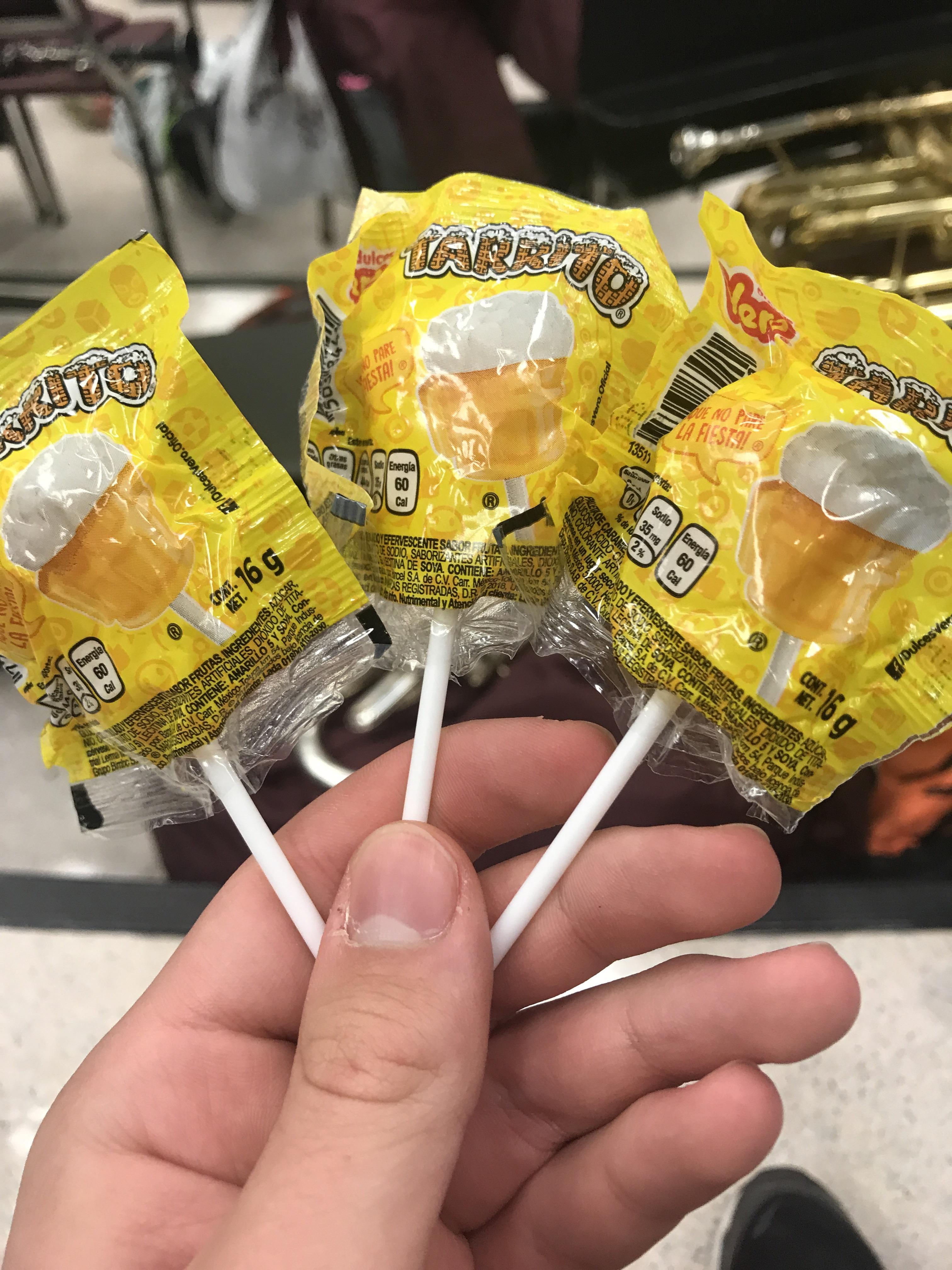 Hey, all. If you haven’t tried these, they’re a must have. Mangoflavored Mexican lollipops with