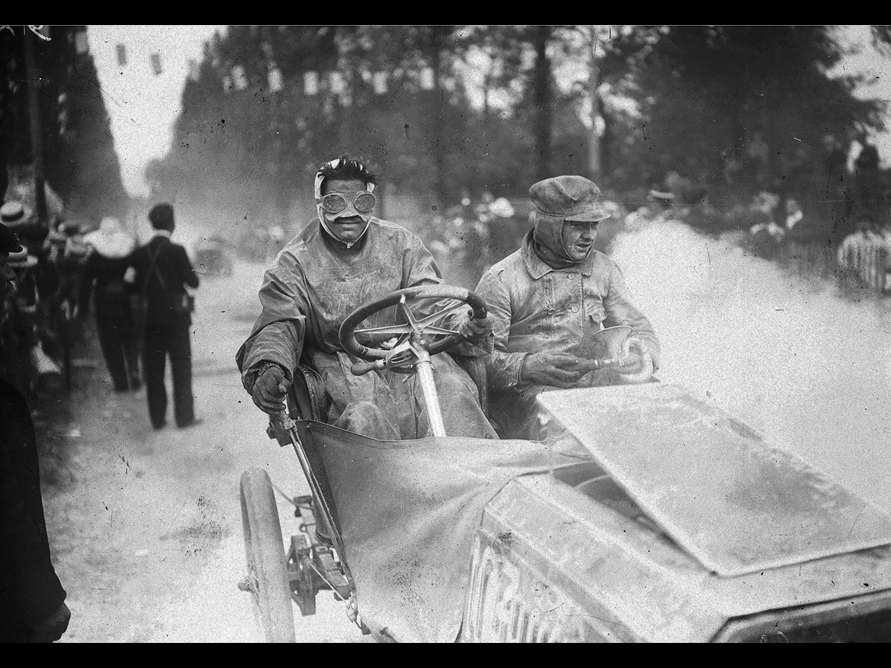 J. Edmond driving a Darracq motor car in the 1903 ParisMadrid rally