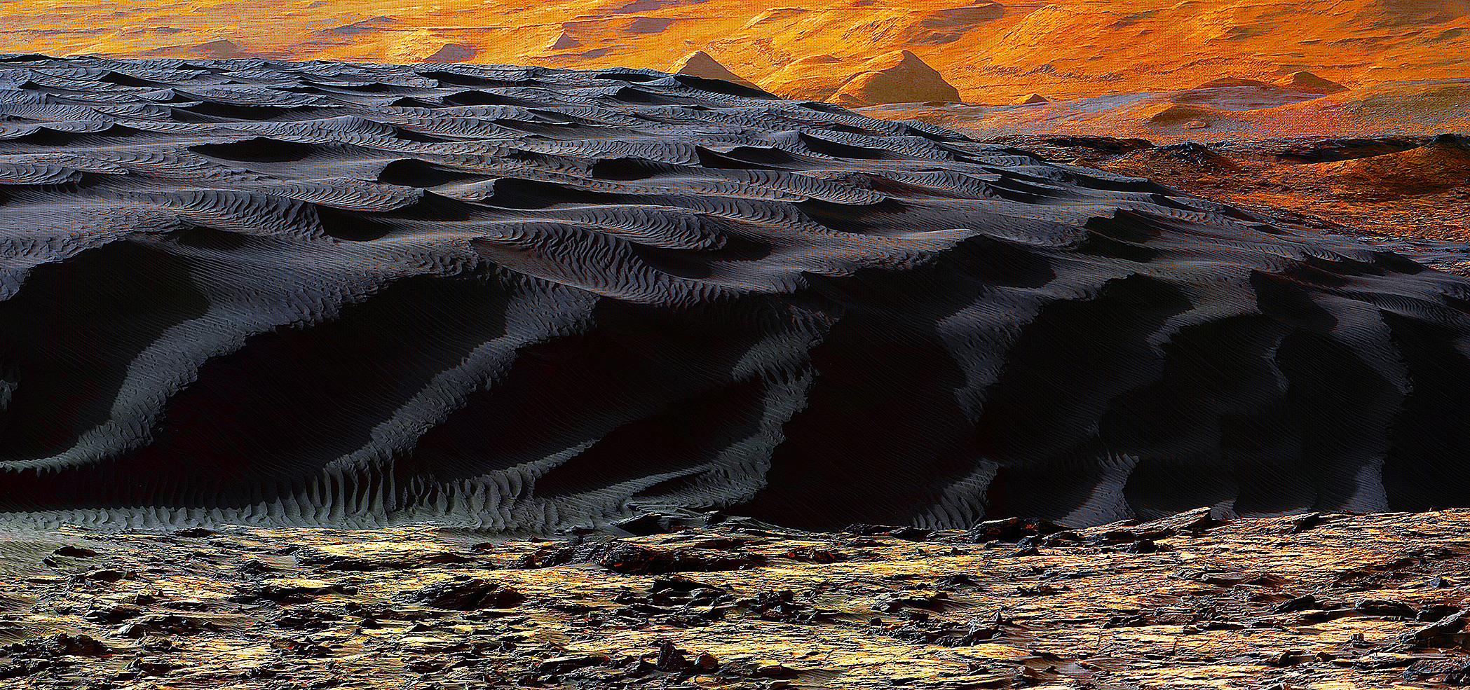 Black Sand Dunes on Mars, most sand on Earth is made from the mineral quartz, which is white and