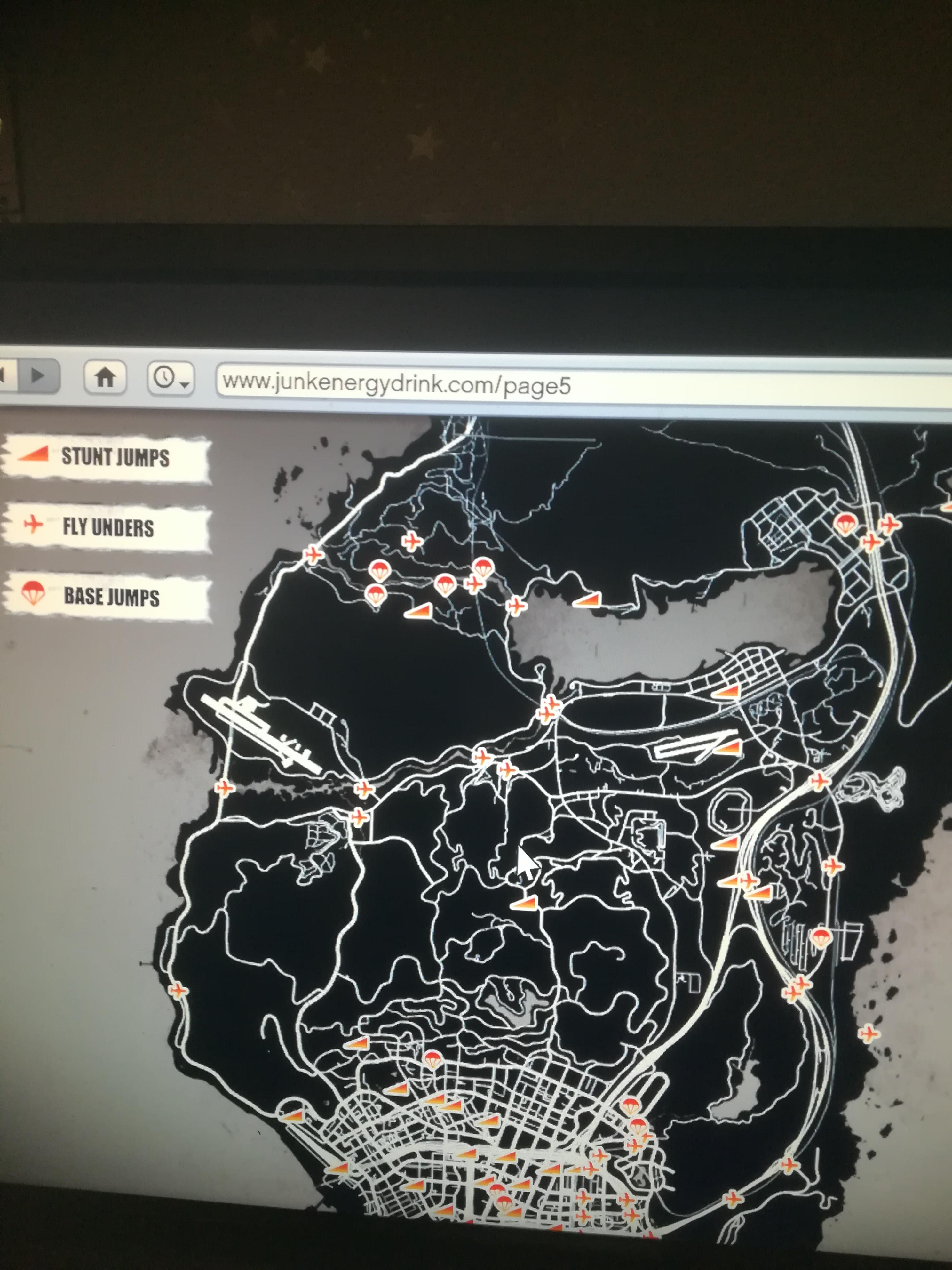 gtav has a map of all the stunt jumps inside the game
