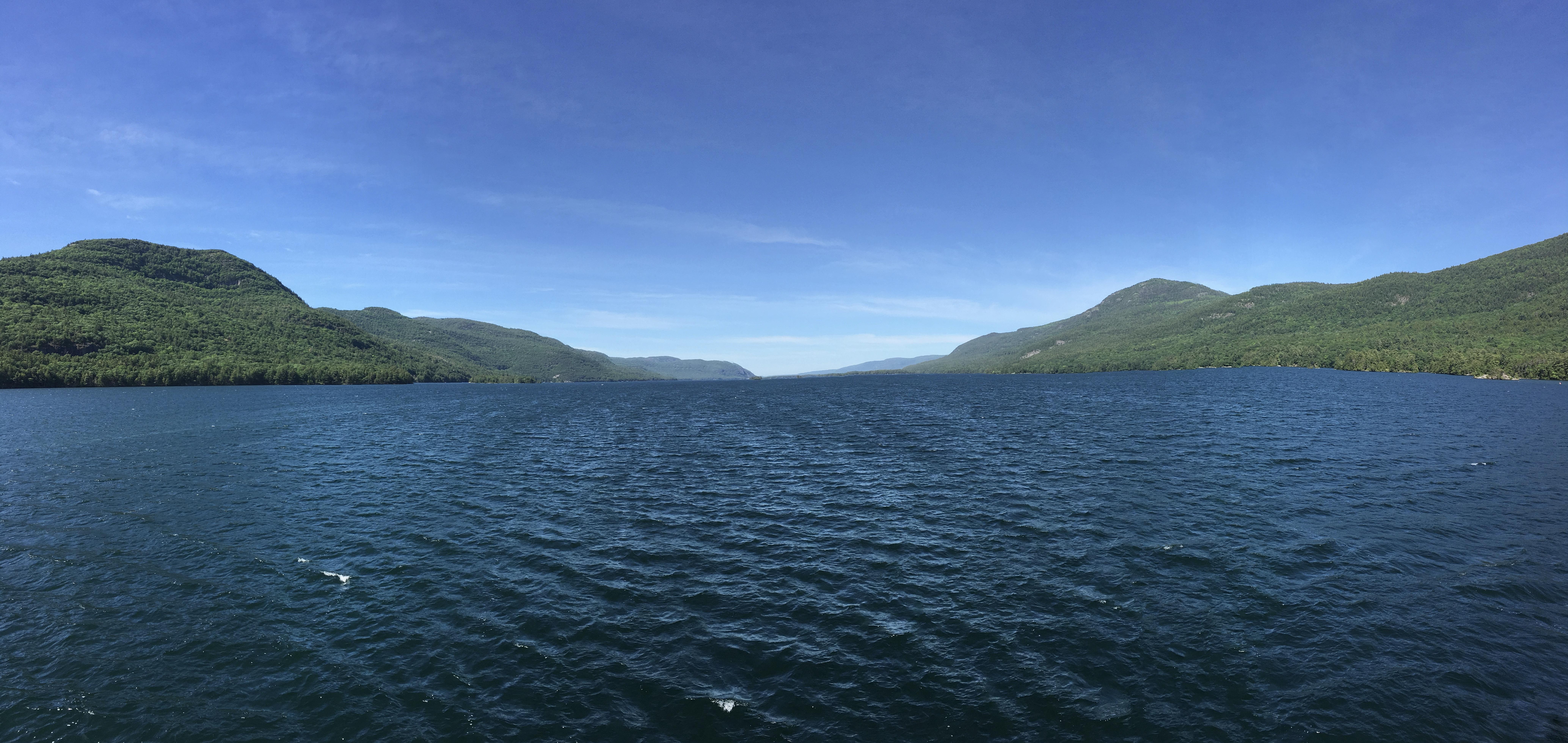 Lake New York, looking north at the Adirondack Mountains just