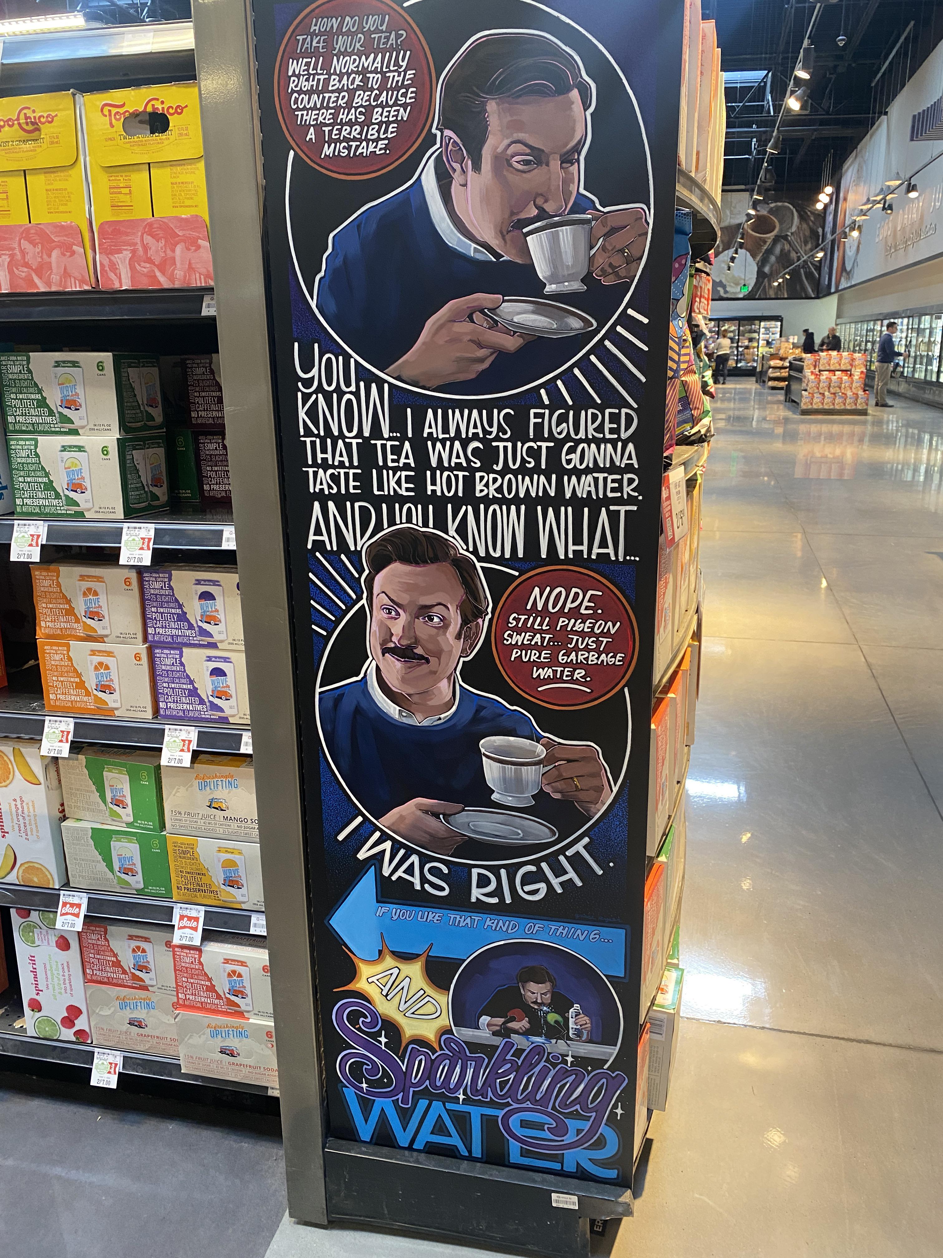 My grocery store, Harmons in Utah, does custom artwork for each isle