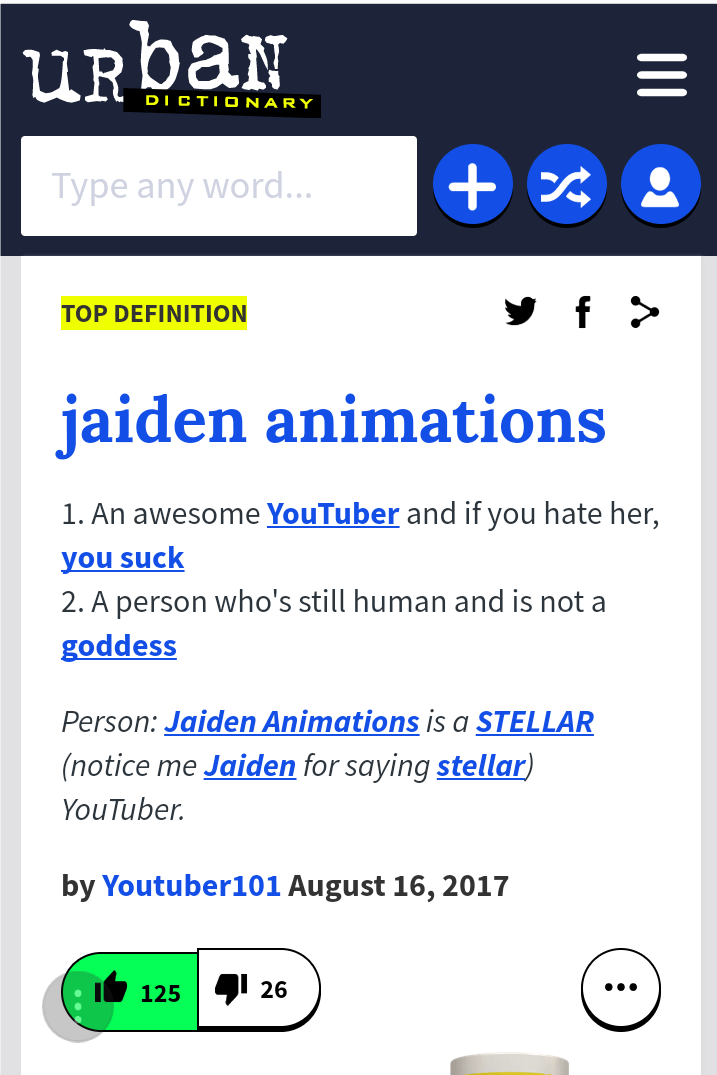 Thank you Urban Dictionary, very cool. r/jaidenanimations
