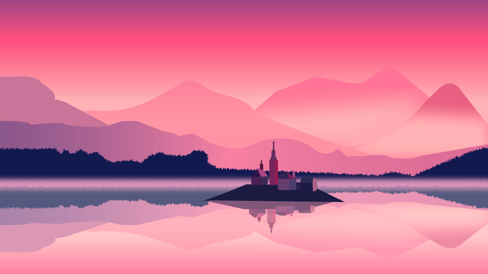 Pink landscape [1920x1080] r/MinimalWallpaper