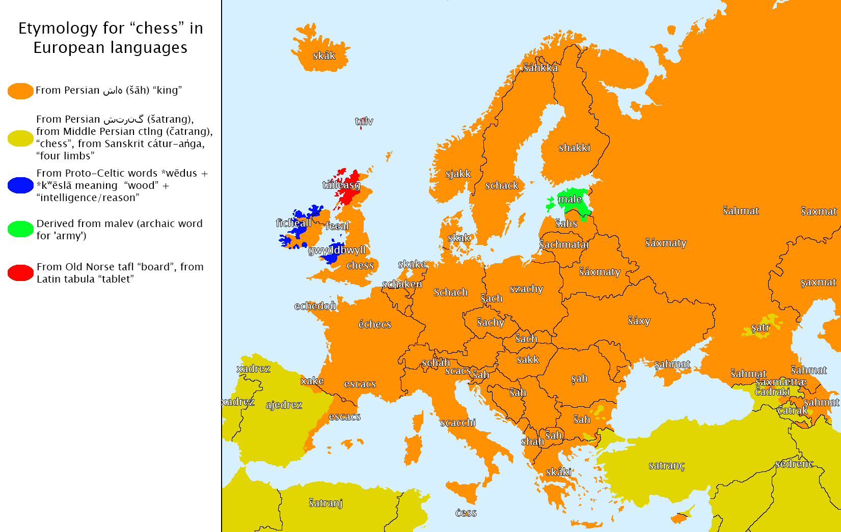 Etymology for "chess" in European languages [1651 x 1045][OC] r