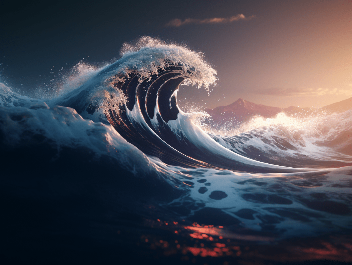 The Great Wave off Kanagawa, a 3D render by Hokusai r/midjourney