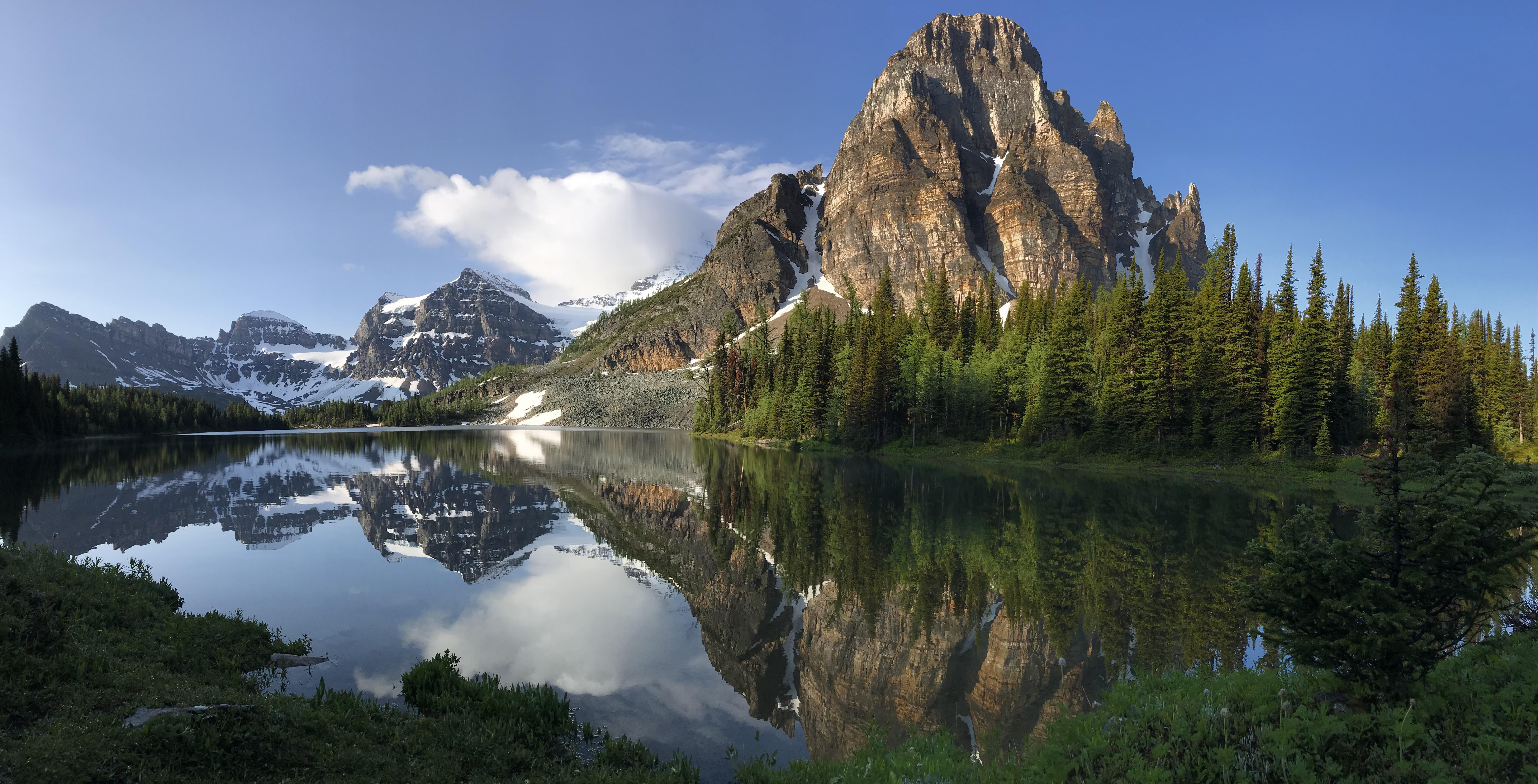 Reflection off Sunburst Lake, Canada [OC] [4032x3024] r/EarthPorn