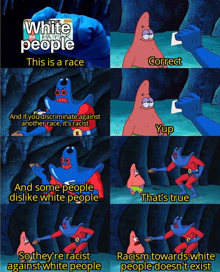 The template for the meme where Patrick agrees with every argument but