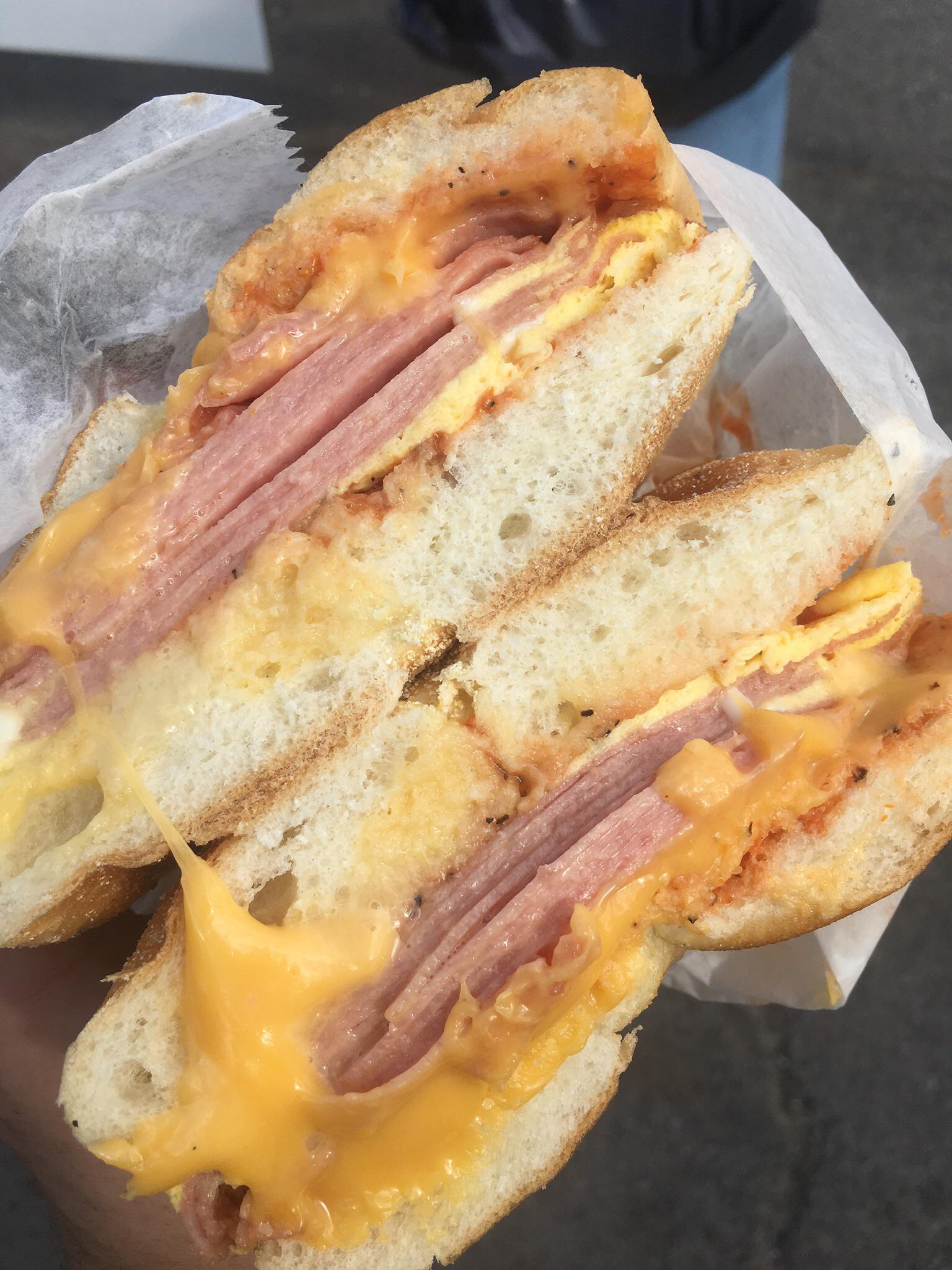 Taylor Ham, egg and cheese on a hard roll FoodPorn