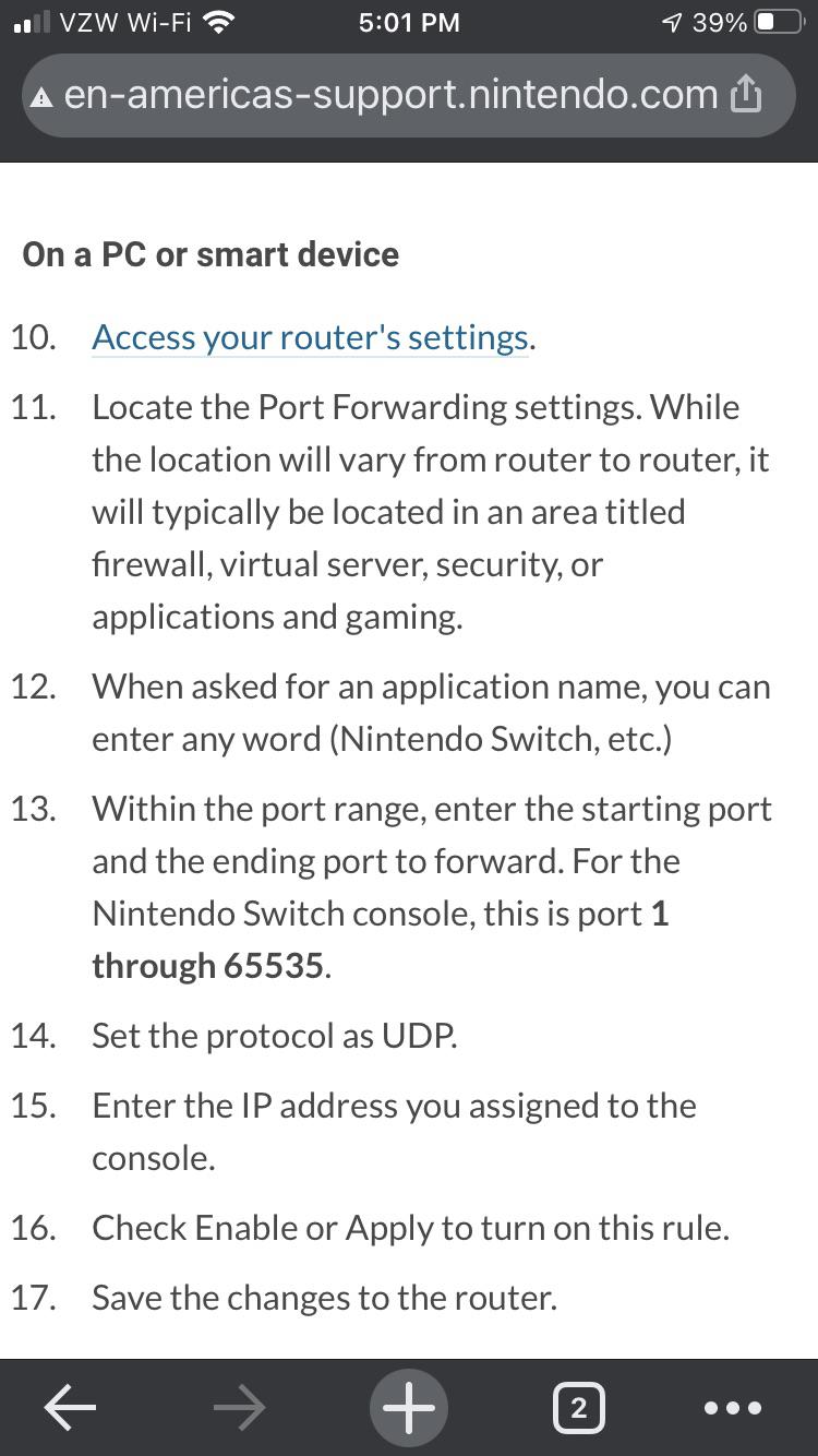 Nintendo's solution to connectivity issues Forward every UDP port to