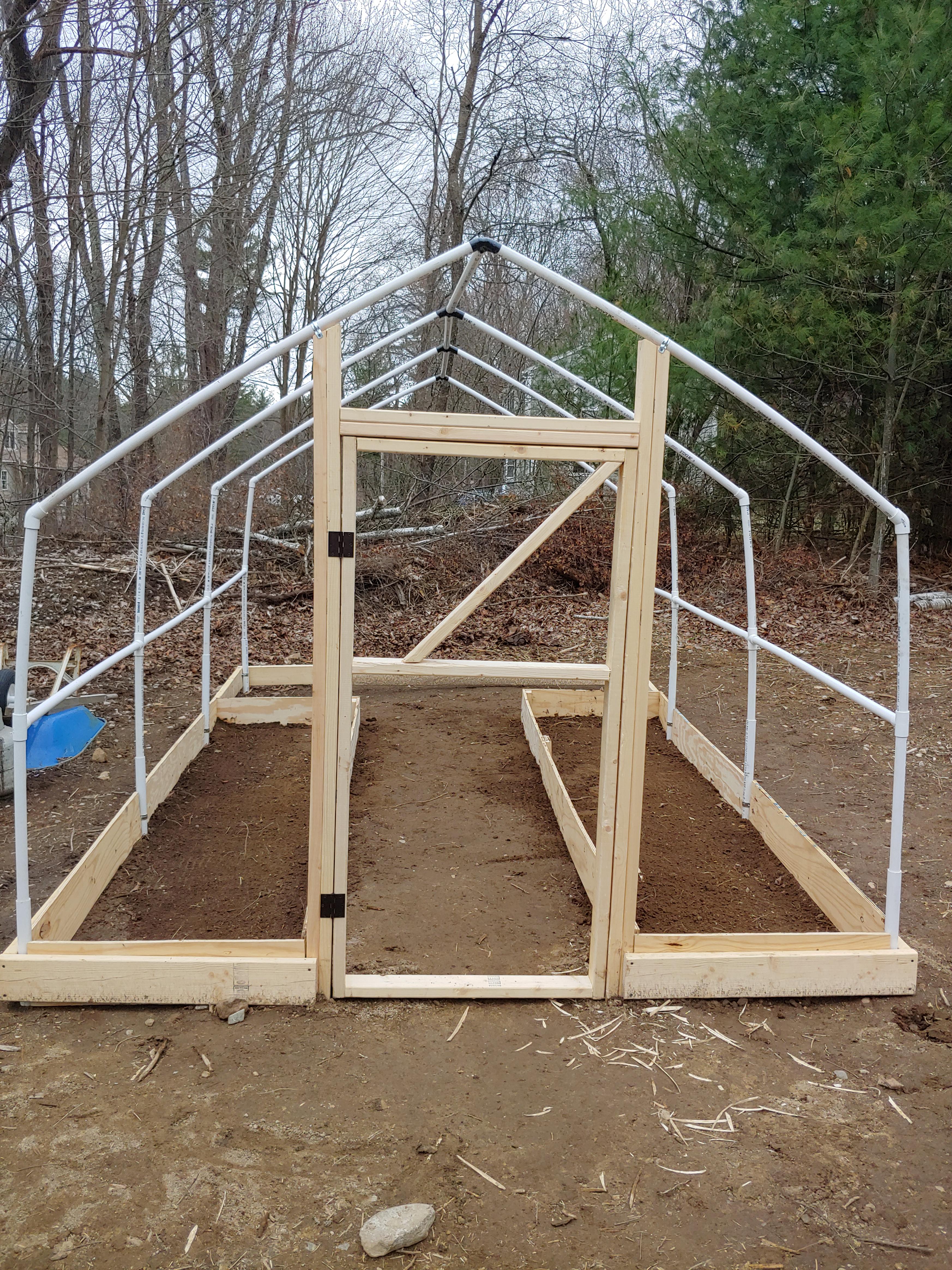 Making a greenhouse. Next step, plastic and soil r/Greenhouses