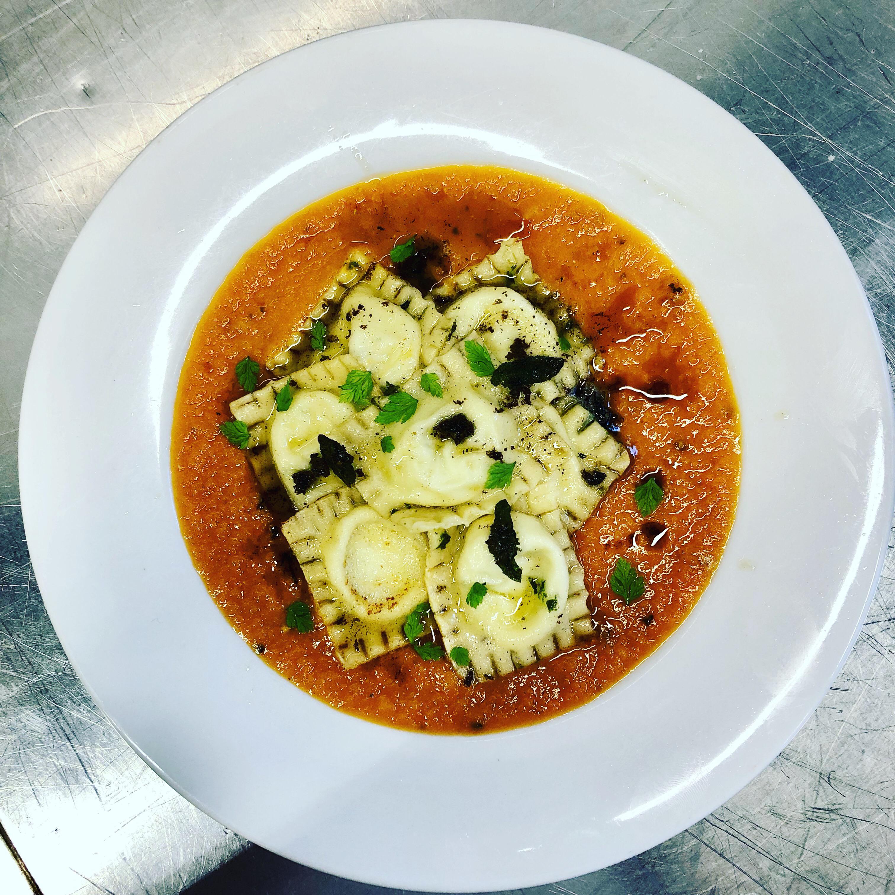 Blue cheese and Mushroom Ravioli CulinaryPlating