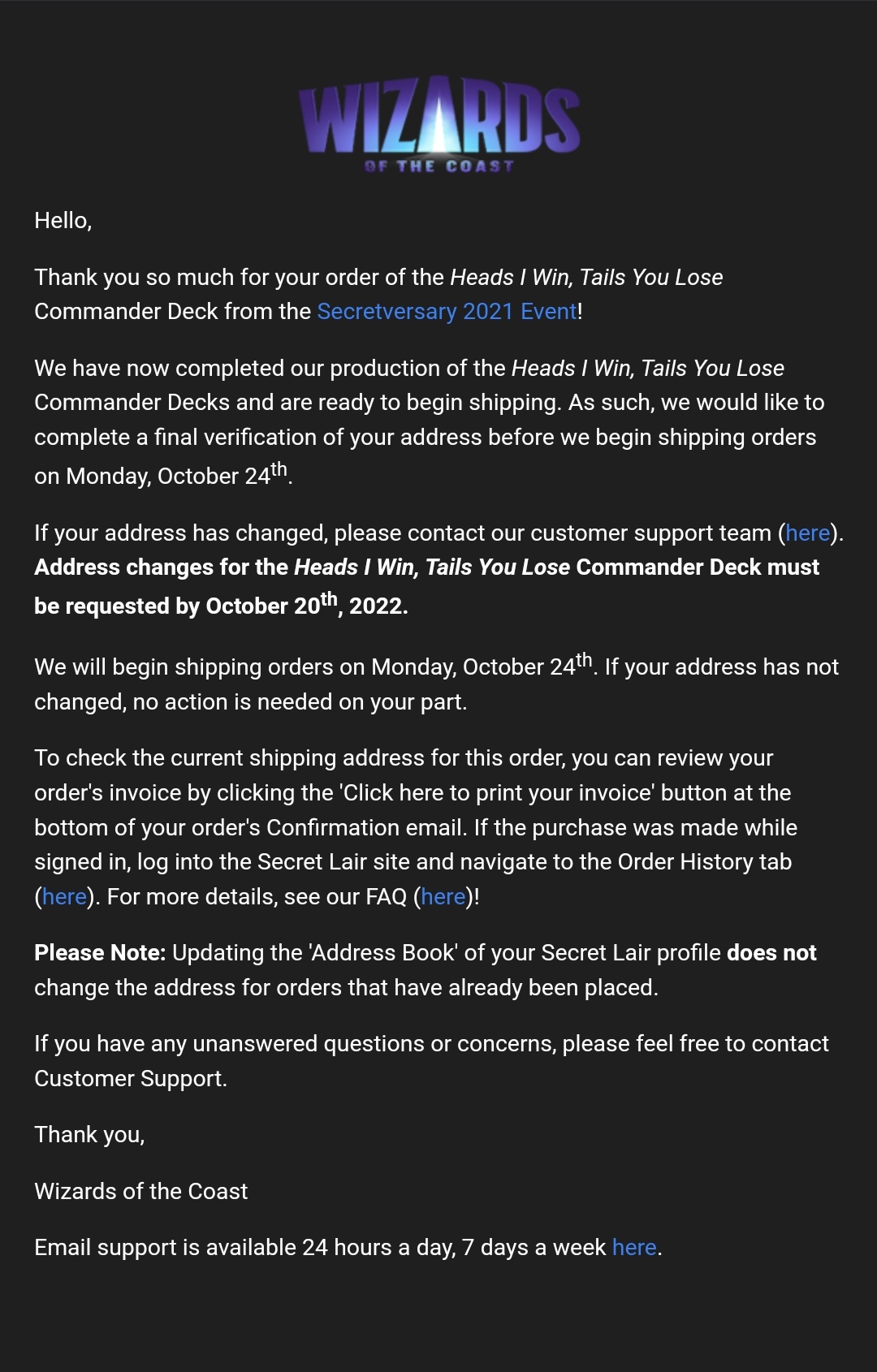 Update on Heads I Win, Tails You Lose Secret Lair r/mtg